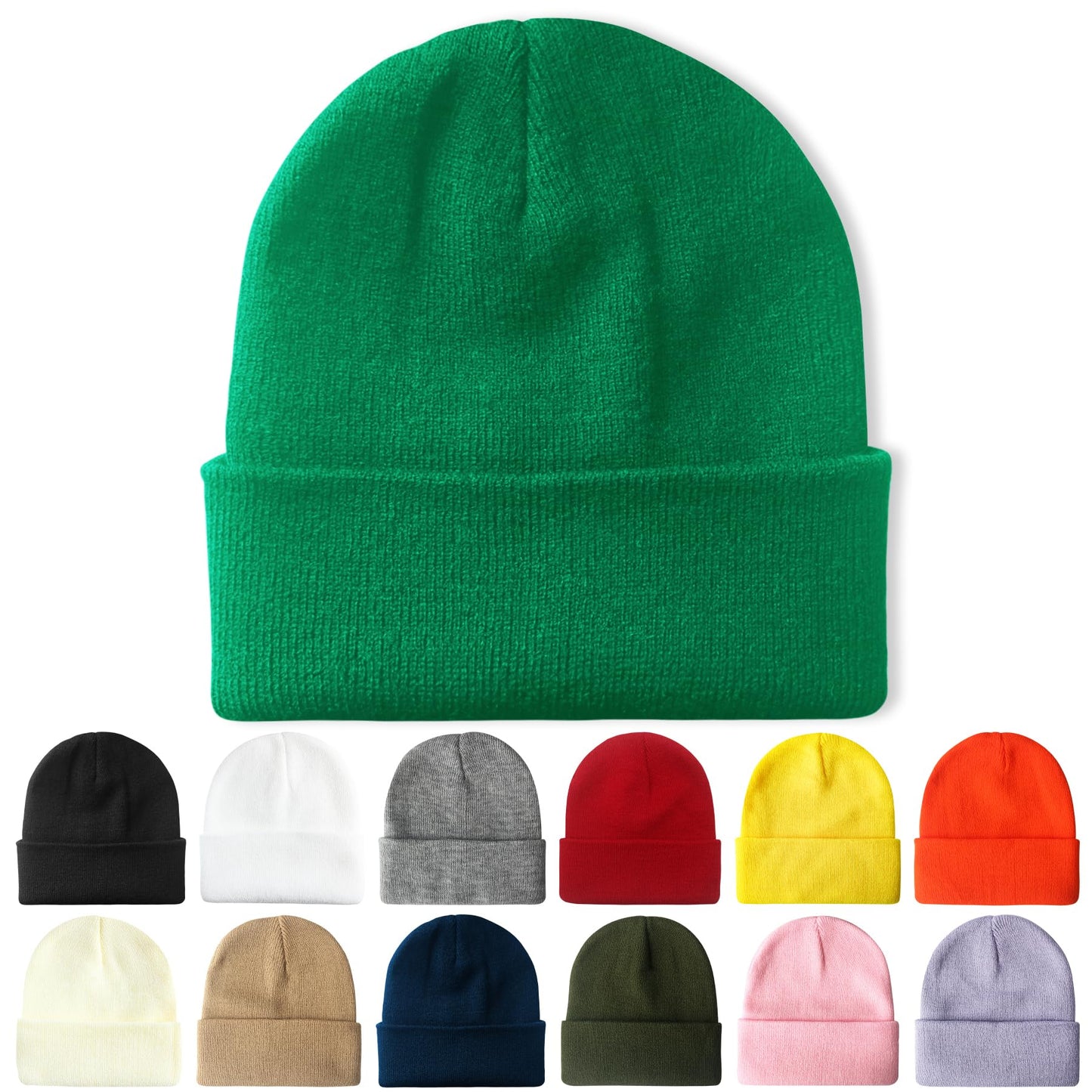 PFFY Beanie for Men Women Unisex Knit Cuffed Plain Winter Beanies Hats Skull Cap
