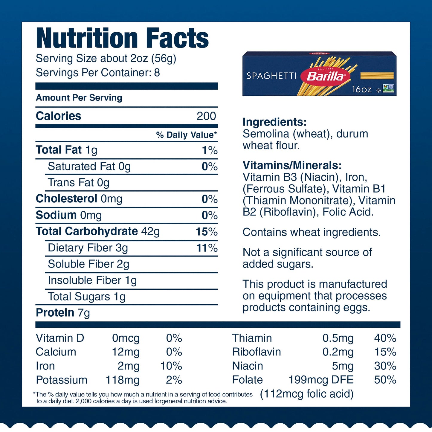 Barilla Spaghetti Pasta, 16 oz. Box (Pack of 8) - Non-GMO Pasta Made with Durum Wheat Semolina Kosher Certified