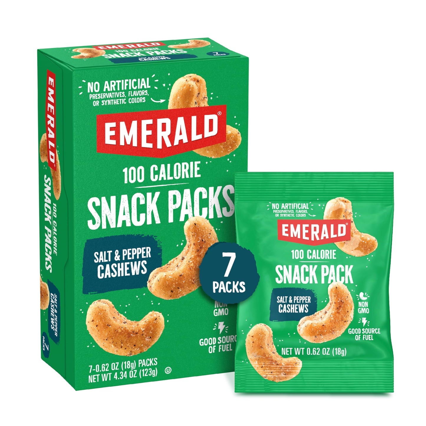 Emerald Nuts Mixed Nuts Variety Pack 18ct (1-Pack) , 100-Calorie Individual Packs , Features Dry Roasted Almonds, Natural Almonds & Walnuts, and Roasted & Salted Cashews