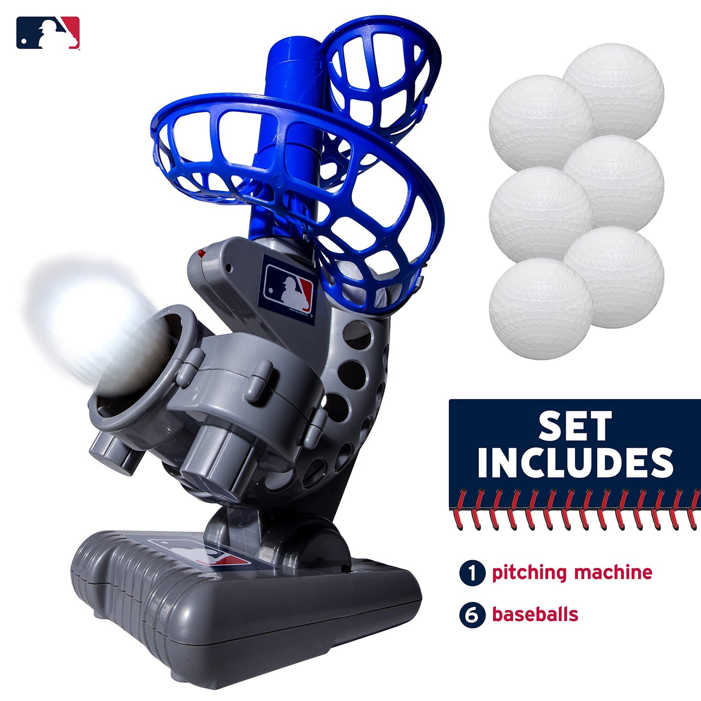 Franklin Sports MLB Electronic Baseball Pitching Machine - Automatic Youth Pitching Machine with (6) Plastic Baseballs Included