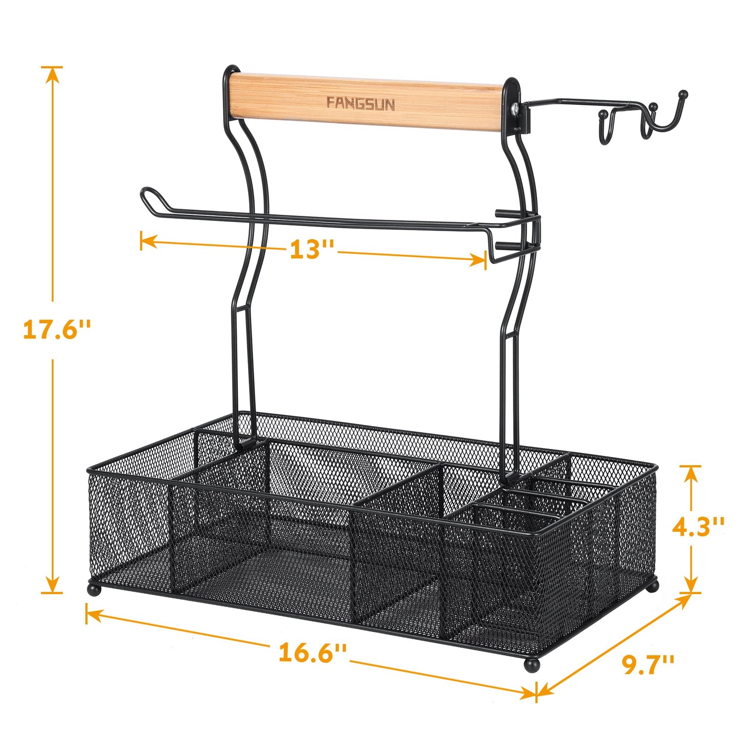 FANGSUN Grill Caddy, BBQ Caddy with Paper Towel Holder, Picnic Condiment Utensil Caddy for Outdoor Camping, Barbecue Accessories Storage Organizer for Griddle Grilling Tool, Rv Patio Camper Must