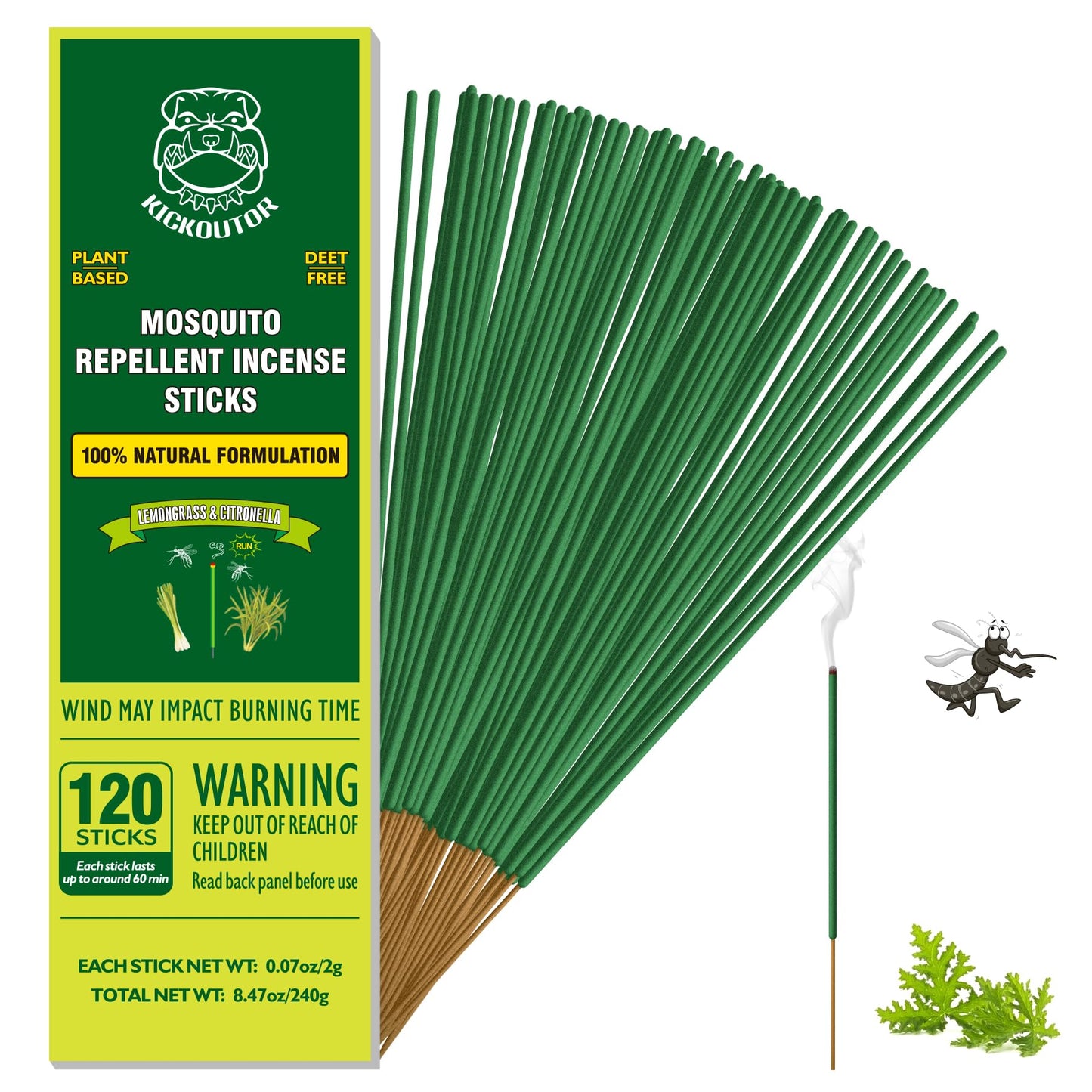Mosquito Repellent Outdoor Patio 120 PCS Citronella Oil Mosquito Incense Sticks Natural Organic Mosquito Barrier Mosquito Repeller for Backyard Travel Camping Indoors Gnat Mosquito Control