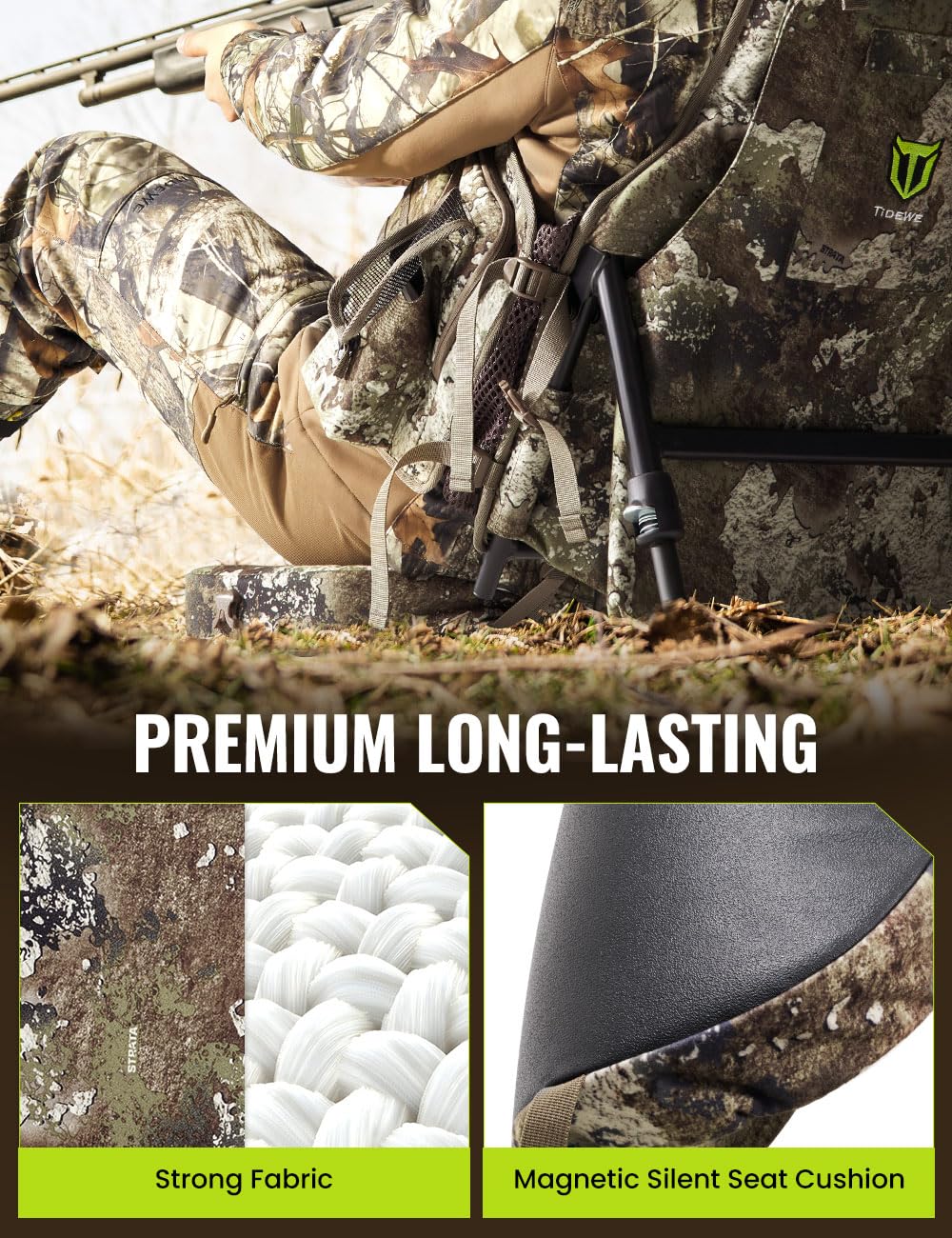 TIDEWE Turkey Vest with Seat, Hunting Vest with Game Pouch and Kickstand, Strut Camo Turkey Hunting Clothes for Men Women