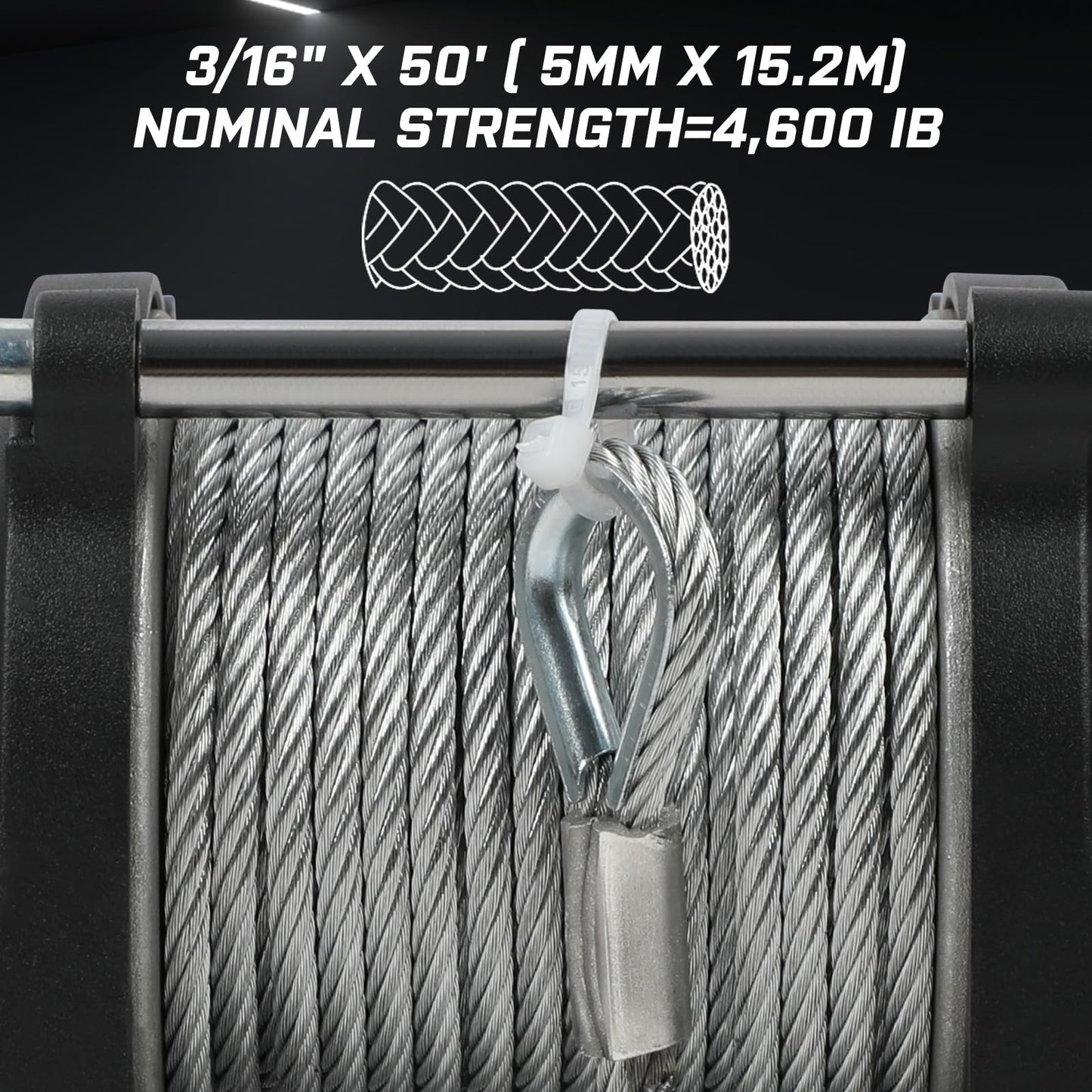 3500lbs ATV/UTV Winch with Synthetic Rope, Electric Boat Trailer Winch 12V, Waterproof Winch with 2 Wireless Remotes &Wired Switch,with Mounting Plate,Pulley,Rope Damper,Aluminium Fairlead