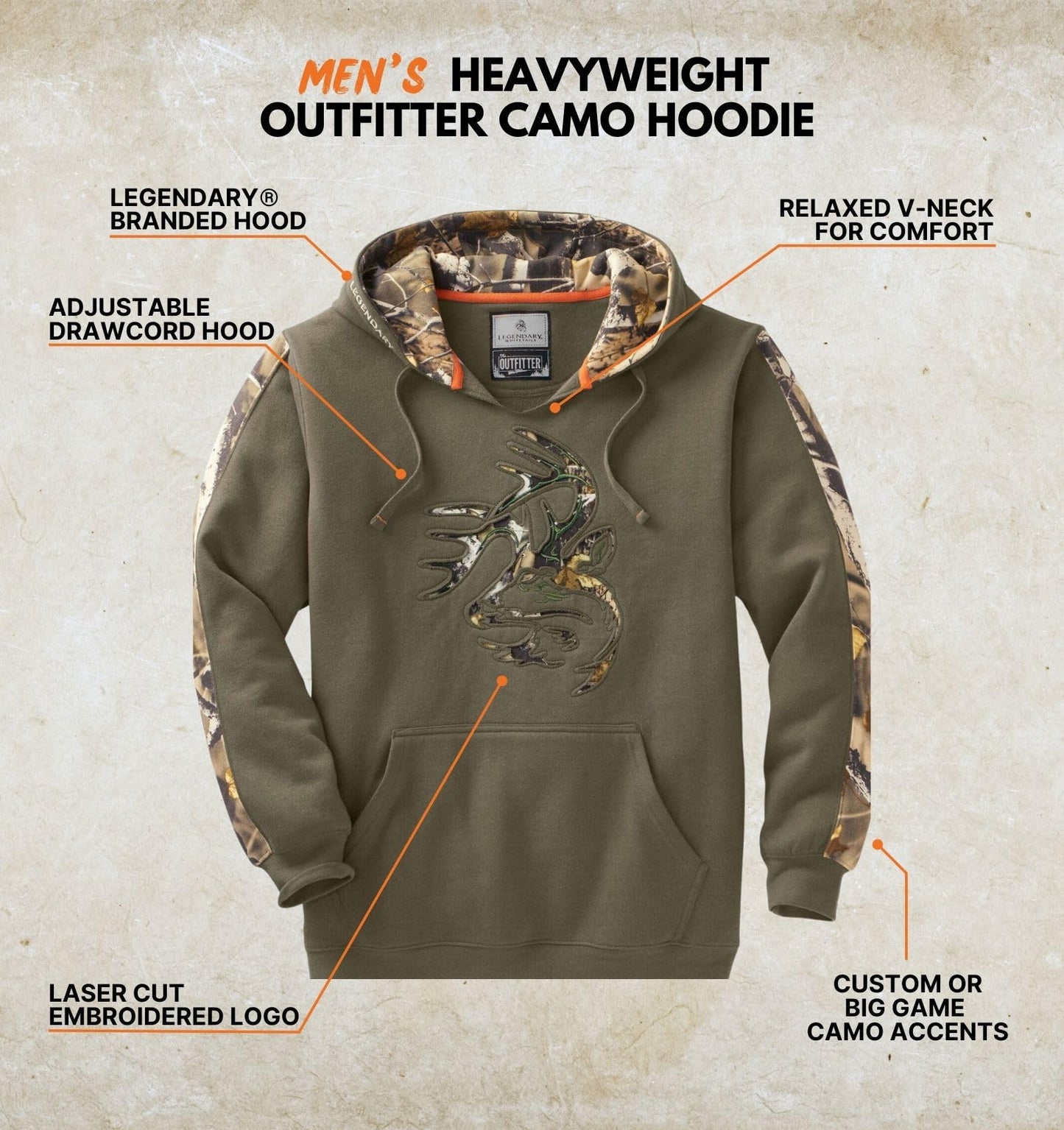 Legendary Whitetails Mens Outfitter Hoodie Army XX-Large