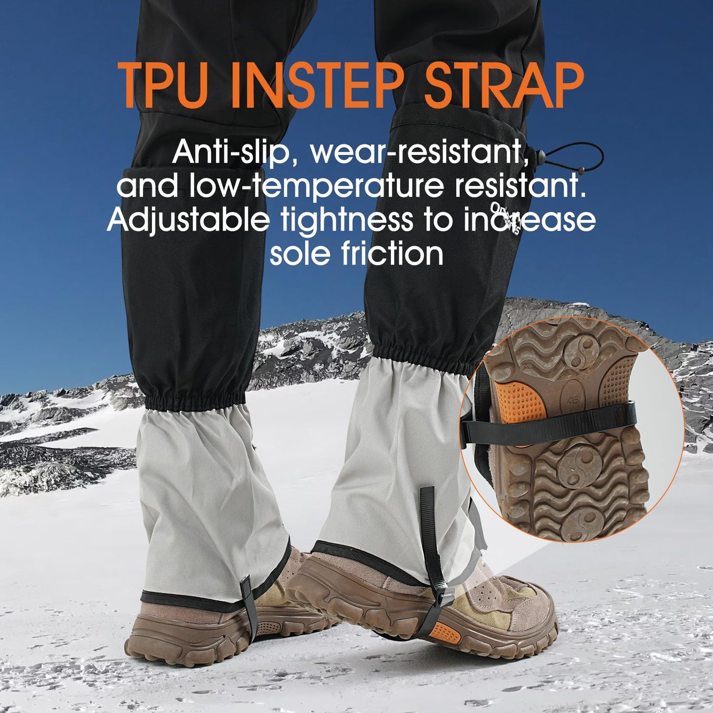 Waterproof Adjustable Leg Gaiters for Men and Women Snow Boot Gaiters for Hiking in Hunting Sand and Mud Mountain Climbing or Snowshoeing