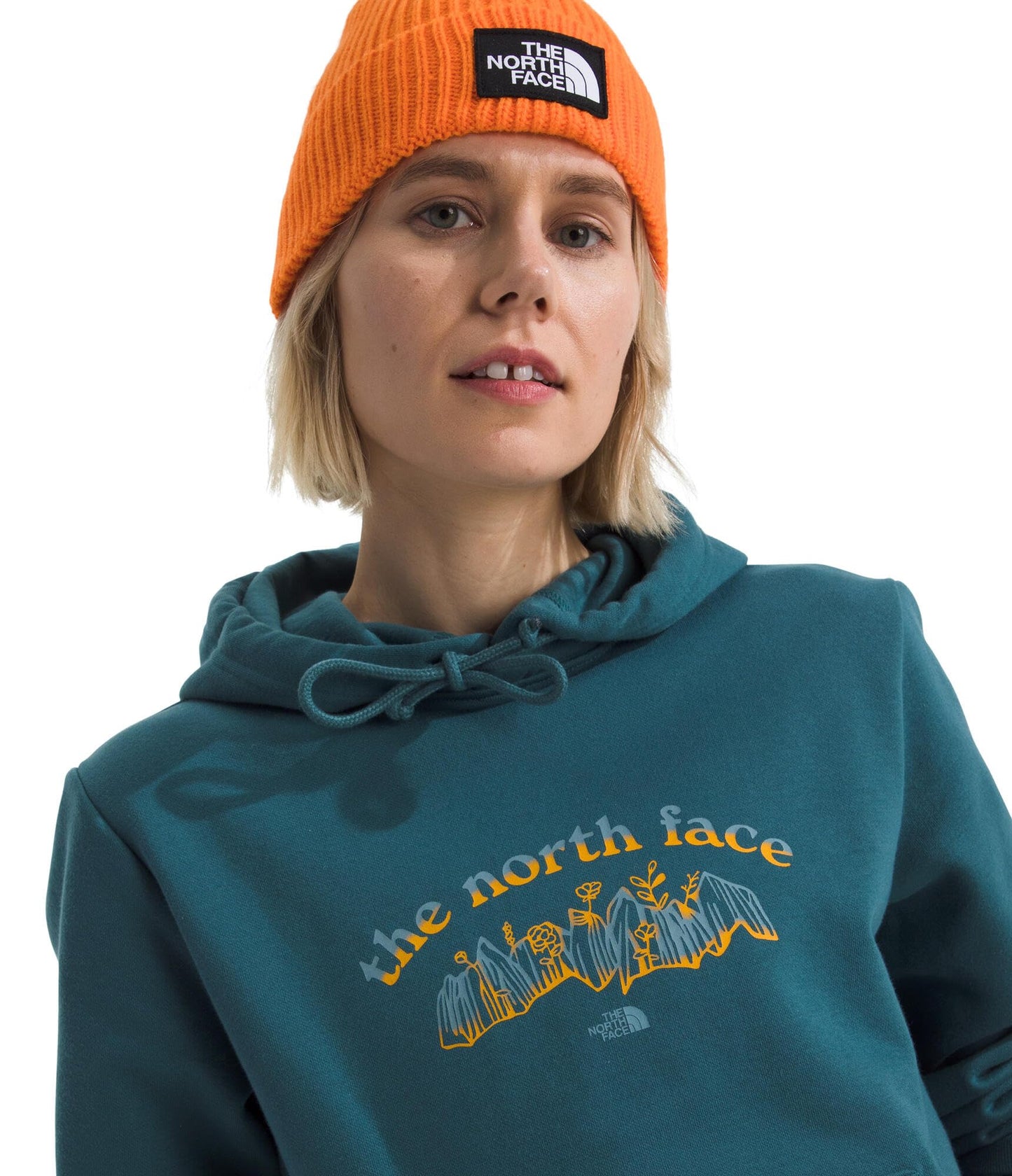 THE NORTH FACE Women's Evolution Retro Growth Hoodie | 2 Piece Hood With Drawcord, Kangaroo Hand Pocket, Graphic Design