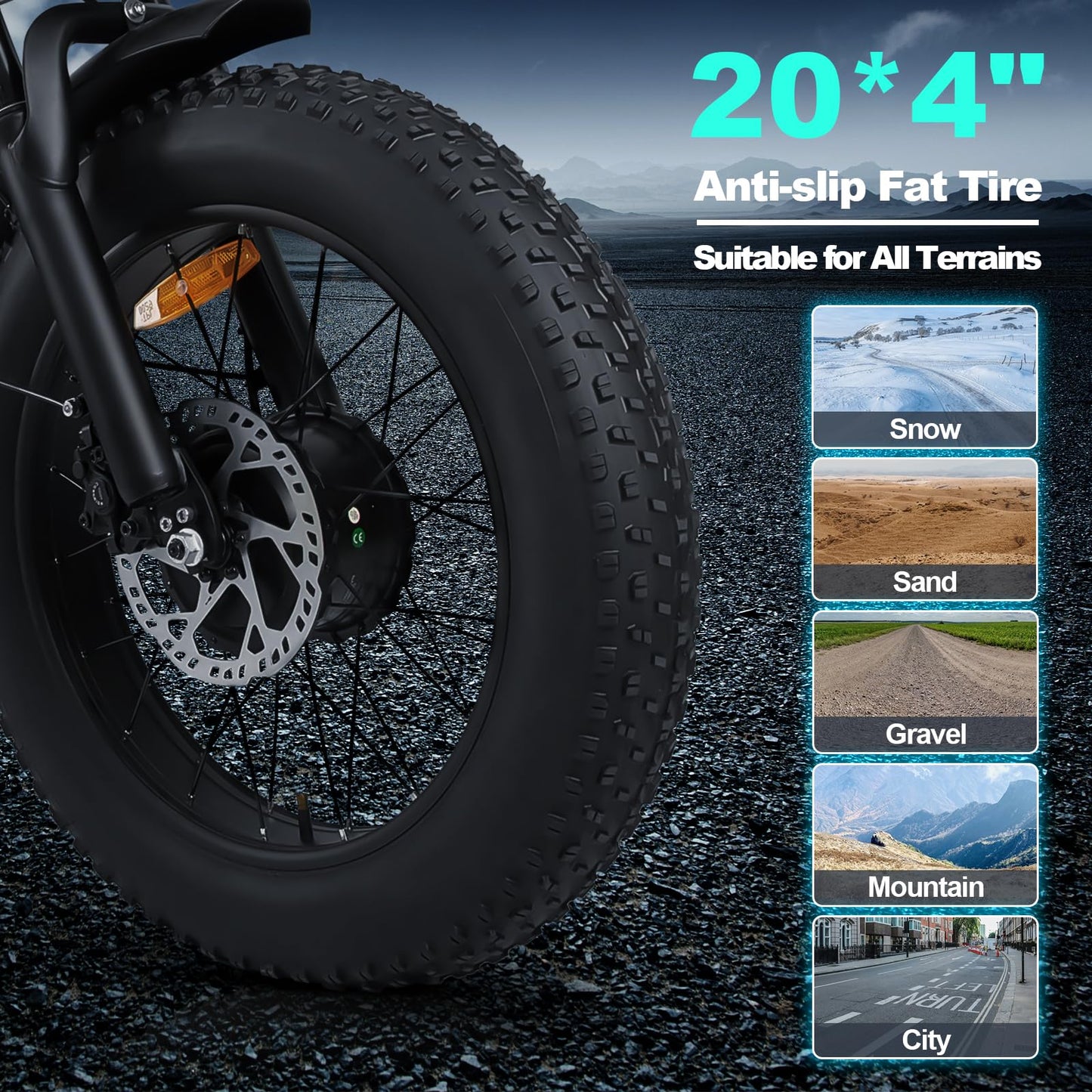 Ebike with 1200W Brushless Motor,Removable 48V 20Ah Battery,UP to 32MPH,Electric Mountain Bike with 20" Fat Tire with Front/Rear Turn Signals for Men Women,Travel Bag