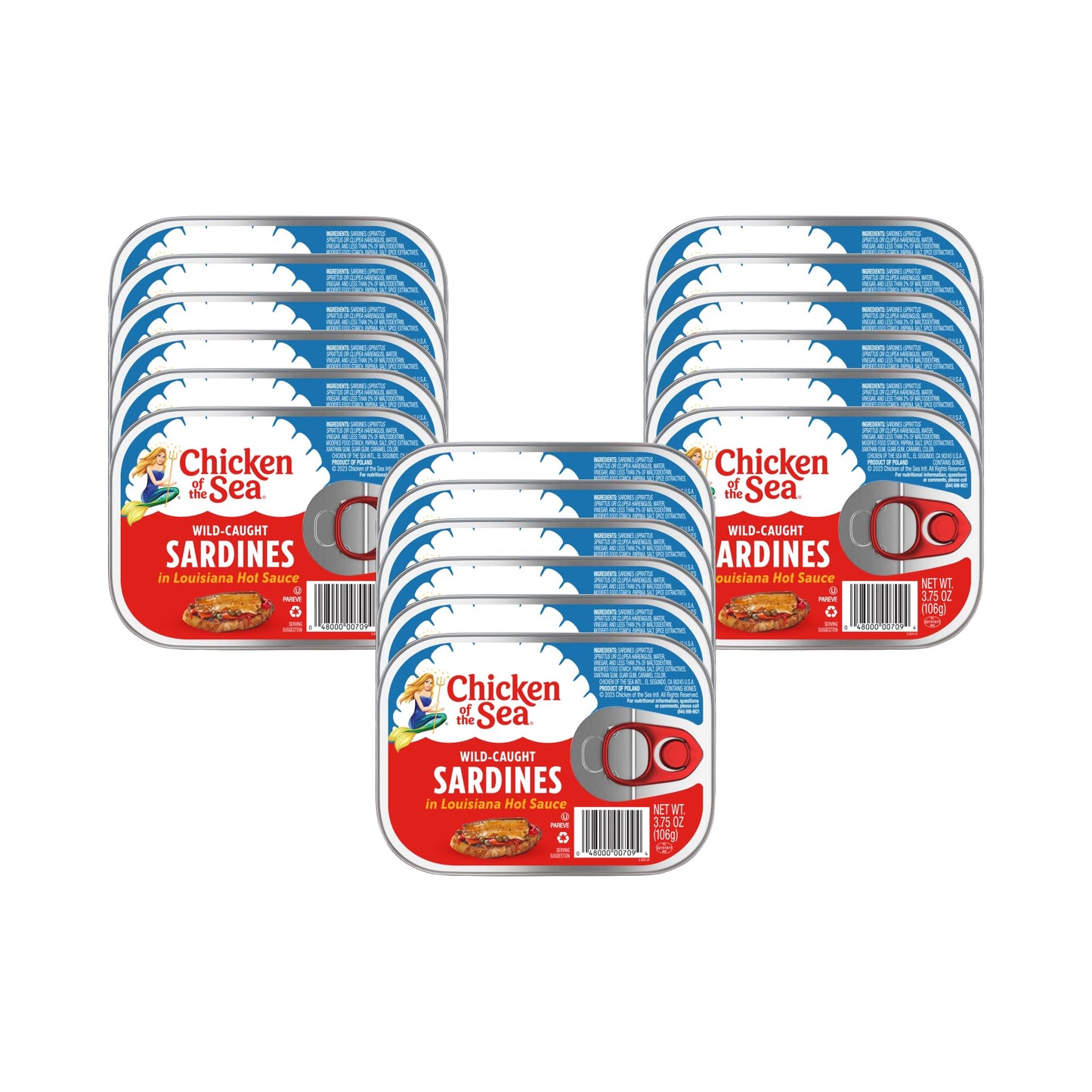 Chicken of the Sea Sardines in Olive Oil, 3.75 oz. Cans (Pack of 18), Wild Caught Canned Sardines, Packaging May Vary