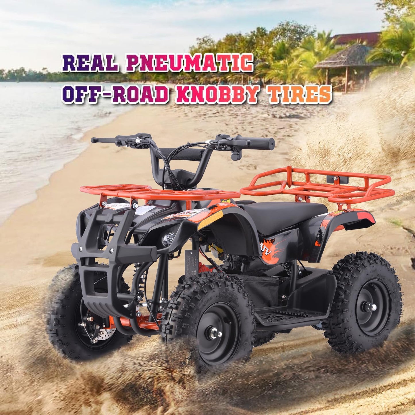 36V 4 Wheelers Electric ATV, Dirt Quad Vehicle Adjustable Speed, Kids Quad Bike 500W 12-15MPH Dual Suspension for Kids Ages 13+ (Green)