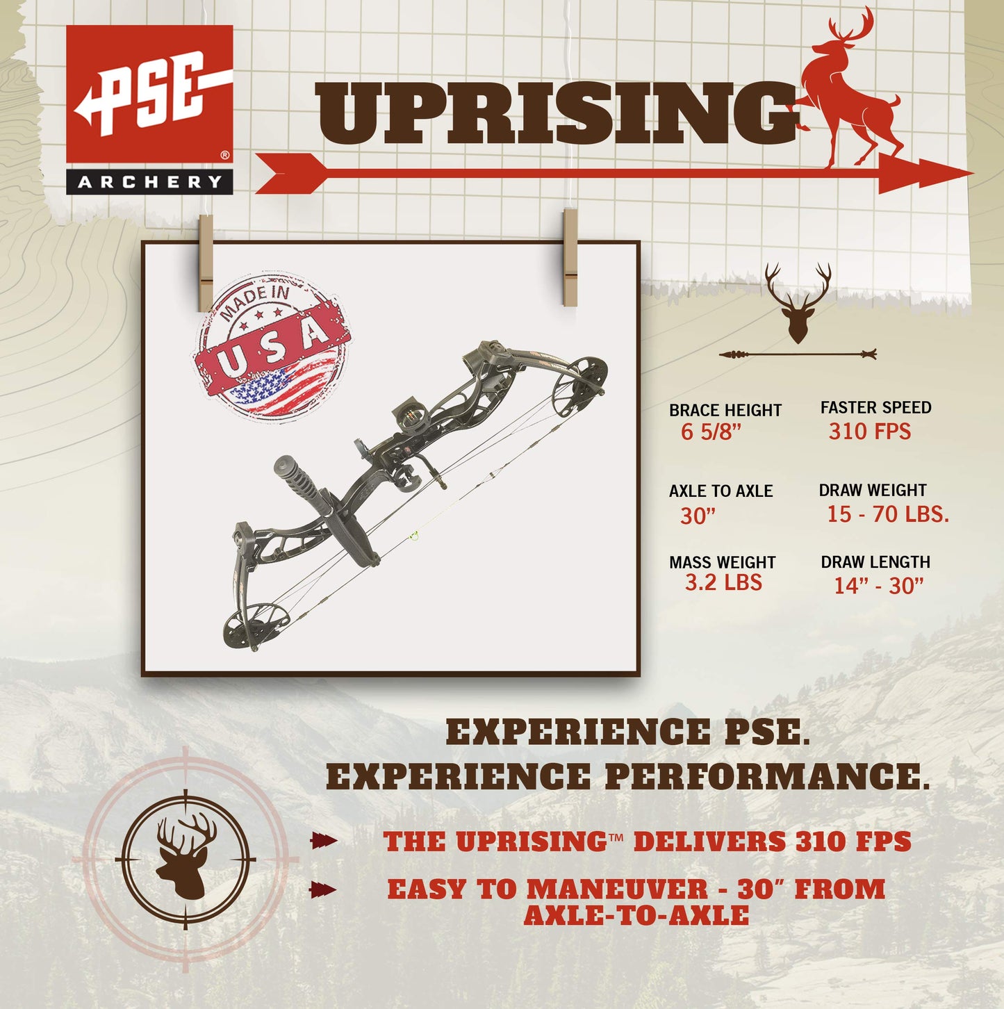 PSE ARCHERY Uprising Compound Bow Package for Adults, Kids & Beginners -Press Free Adjustment -Draw Range 14"-30"-Draw 15-80LB Pull -Up to 310 FPS