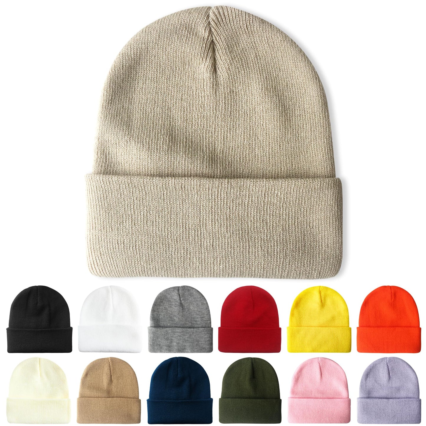 PFFY Beanie for Men Women Unisex Knit Cuffed Plain Winter Beanies Hats Skull Cap