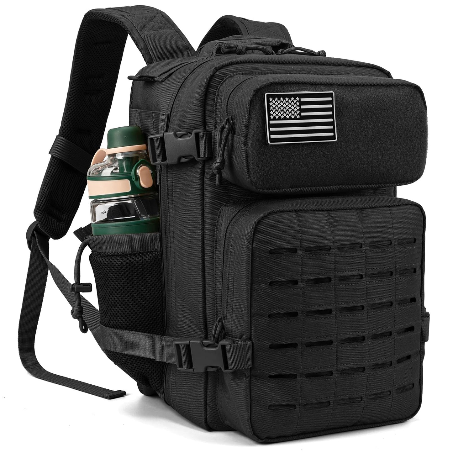 QT&QY 25L/35L/45L Military Tactical Backpack For Men Molle Daypack 3 Day Bug Out Bag Hiking Rucksack With Bottle Holder