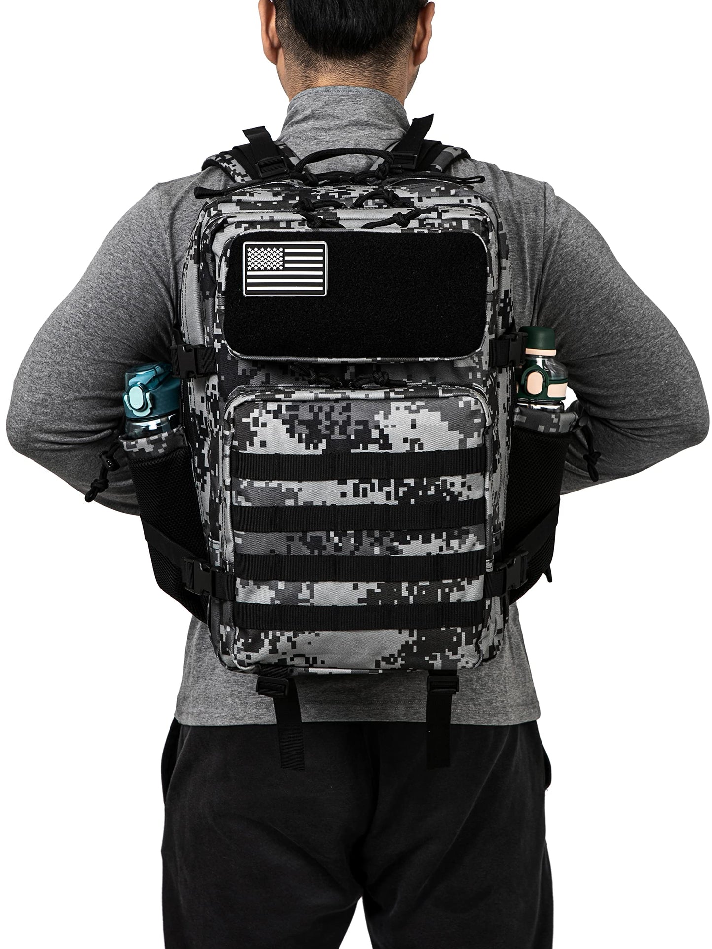 QT&QY 25L/35L/45L Military Tactical Backpack For Men Molle Daypack 3 Day Bug Out Bag Hiking Rucksack With Bottle Holder