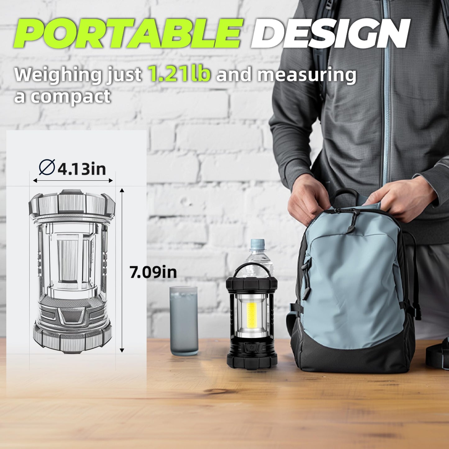 Rechargeable Camping Lantern, 3000LM 5 Light Modes Camping Light 4400 Capacity Phone Charger LED Impact-Resistant Flashlight Lantern Portable Waterproof Hurricane Lanterns for Emergency(Pale Green)