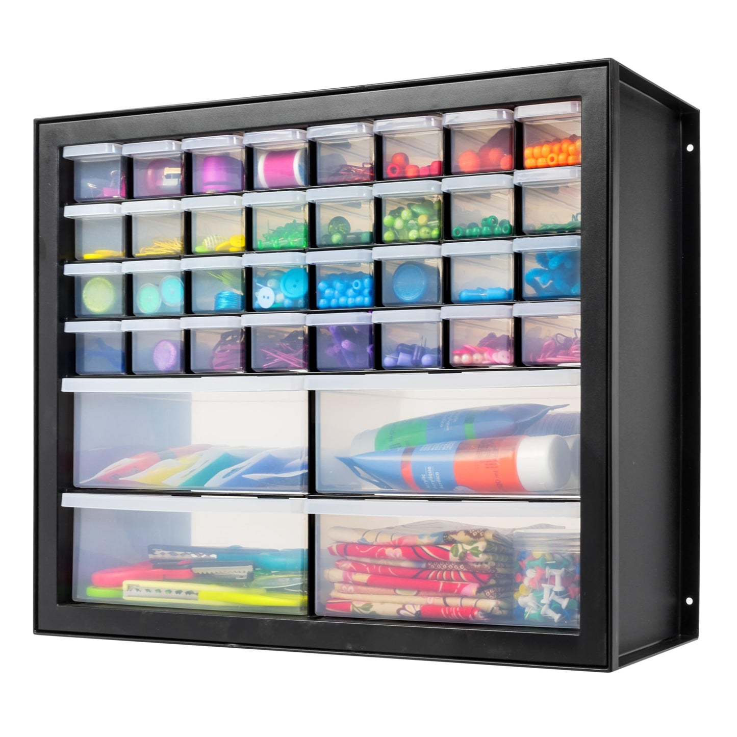 IRIS USA Screw Tool Organizer Small Parts Cabinet Chest, 44-Drawer Hardware Electronics Nuts Bolts Storage Drawers Organization Toolbox Garage Craft Business Teacher Beads Scrapbook Art Hobby - Black