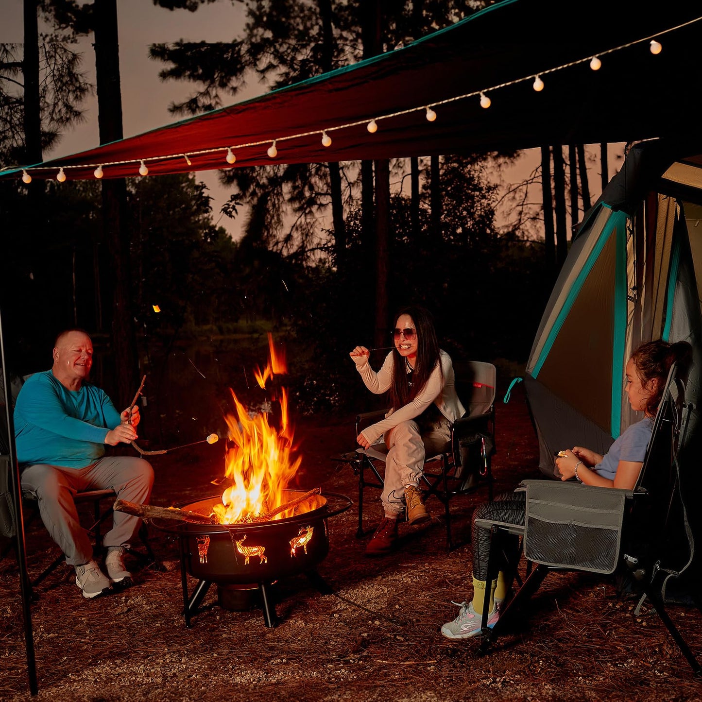 TIMBER RIDGE Oversized Folding Camping Chair High Back Heavy Duty for Adults Support up to 500lbs with Cup Holder, Side Pocket Cooler Bag