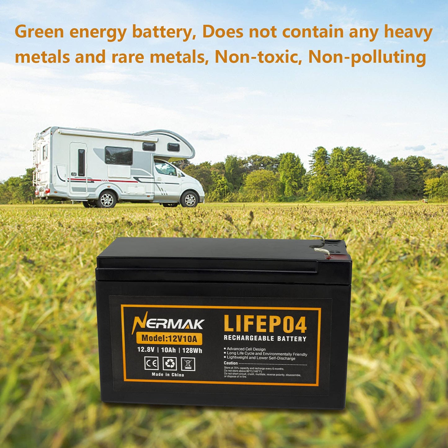 12V 10Ah Lithium LiFePO4 Deep Cycle Battery, 2000+ Cycles Rechargeable Battery for Solar/Wind Power, Small UPS, Lighting, Power Wheels, Fish Finder and More, Built-in 10A BMS