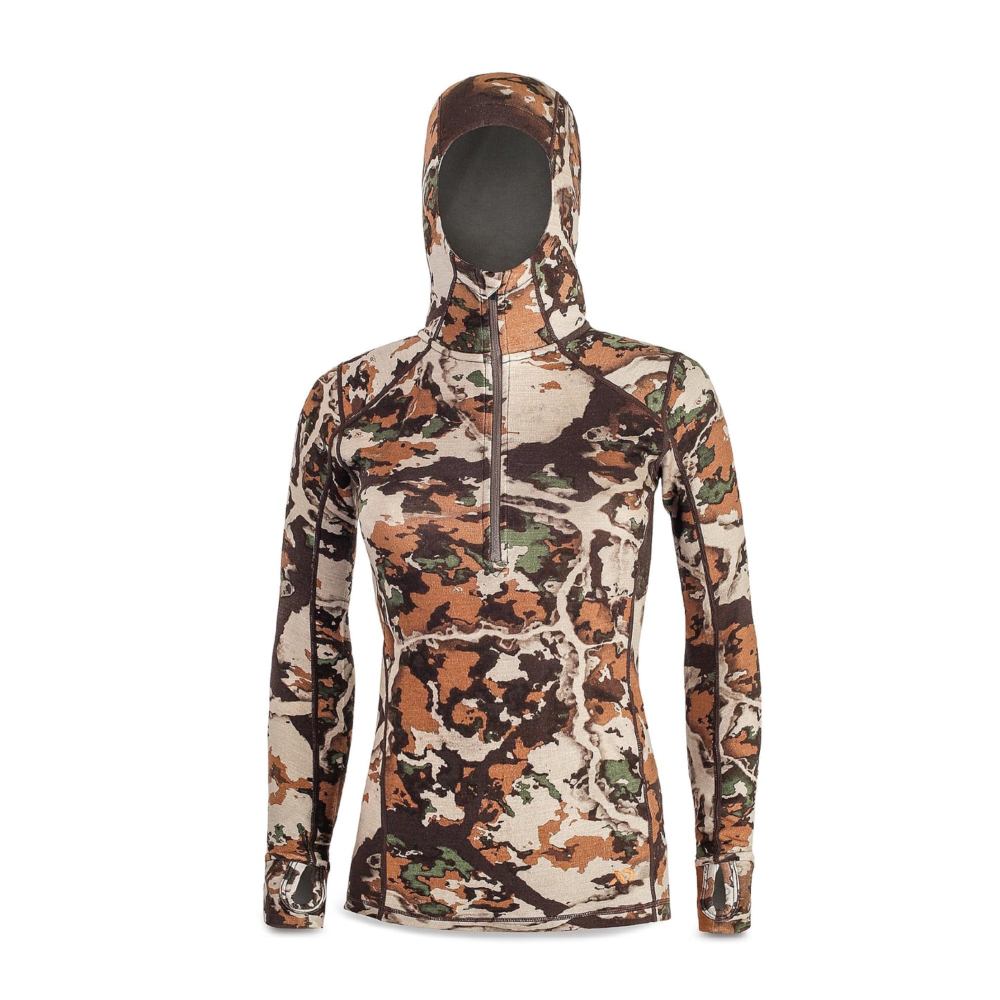 First Lite Women's Kiln Hoody - Merino Wool Midweight Camo Hunting Base Layer