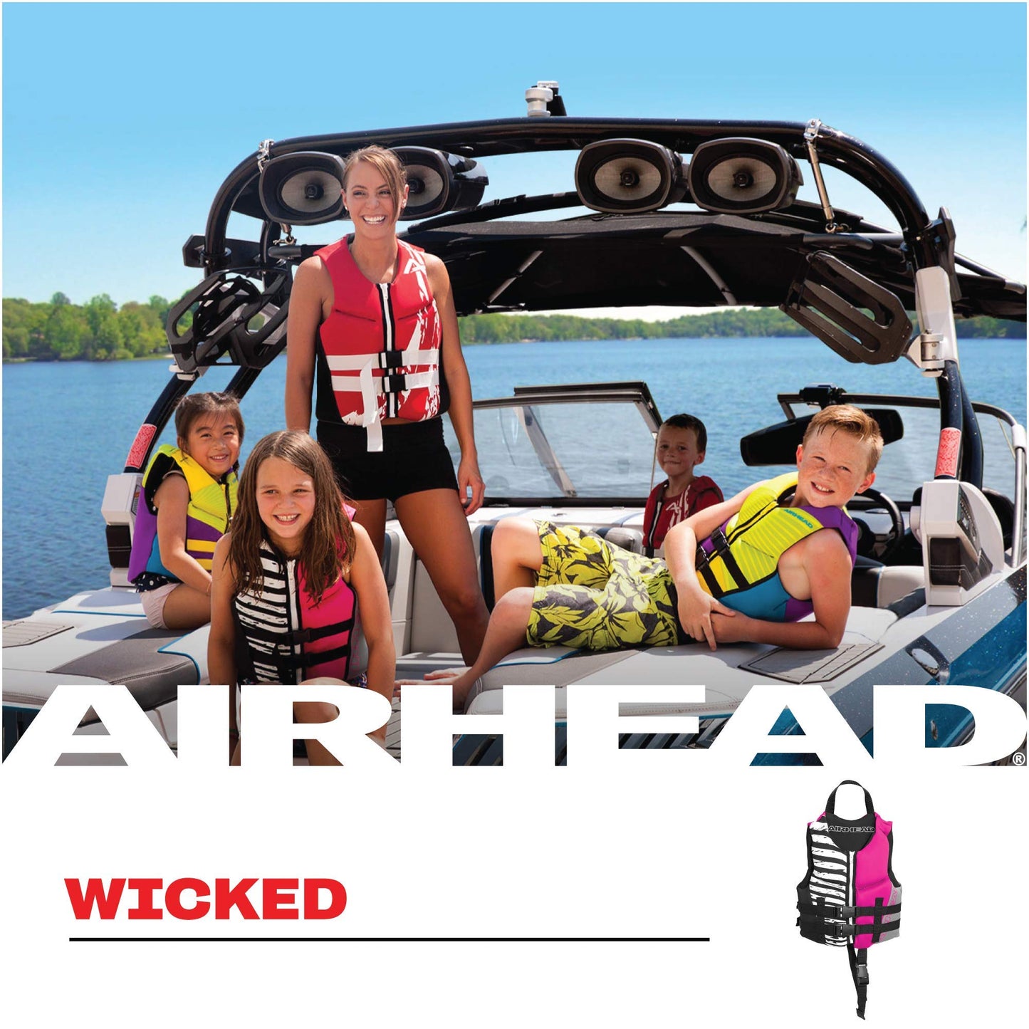 Airhead Wicked Kwik-Dry NeoLite Flex Lift Jacket | US Coast Guard Approved, Designed for Water Sports, Multiple Sizes