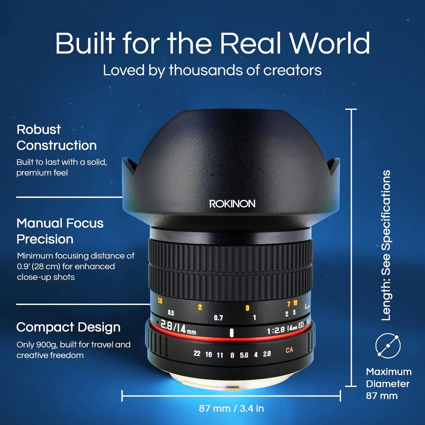 Rokinon 14mm F2.8 IF ED Super Wide Angle Lens for Canon EF