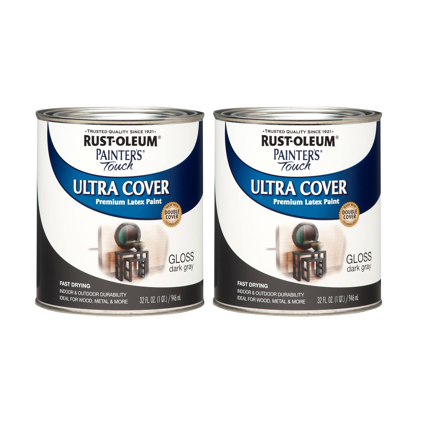 Rust-Oleum 1976502 Painter's Touch Latex Paint, Flat Black 32 Fl Oz, 1 Quarts, (Pack of 1)