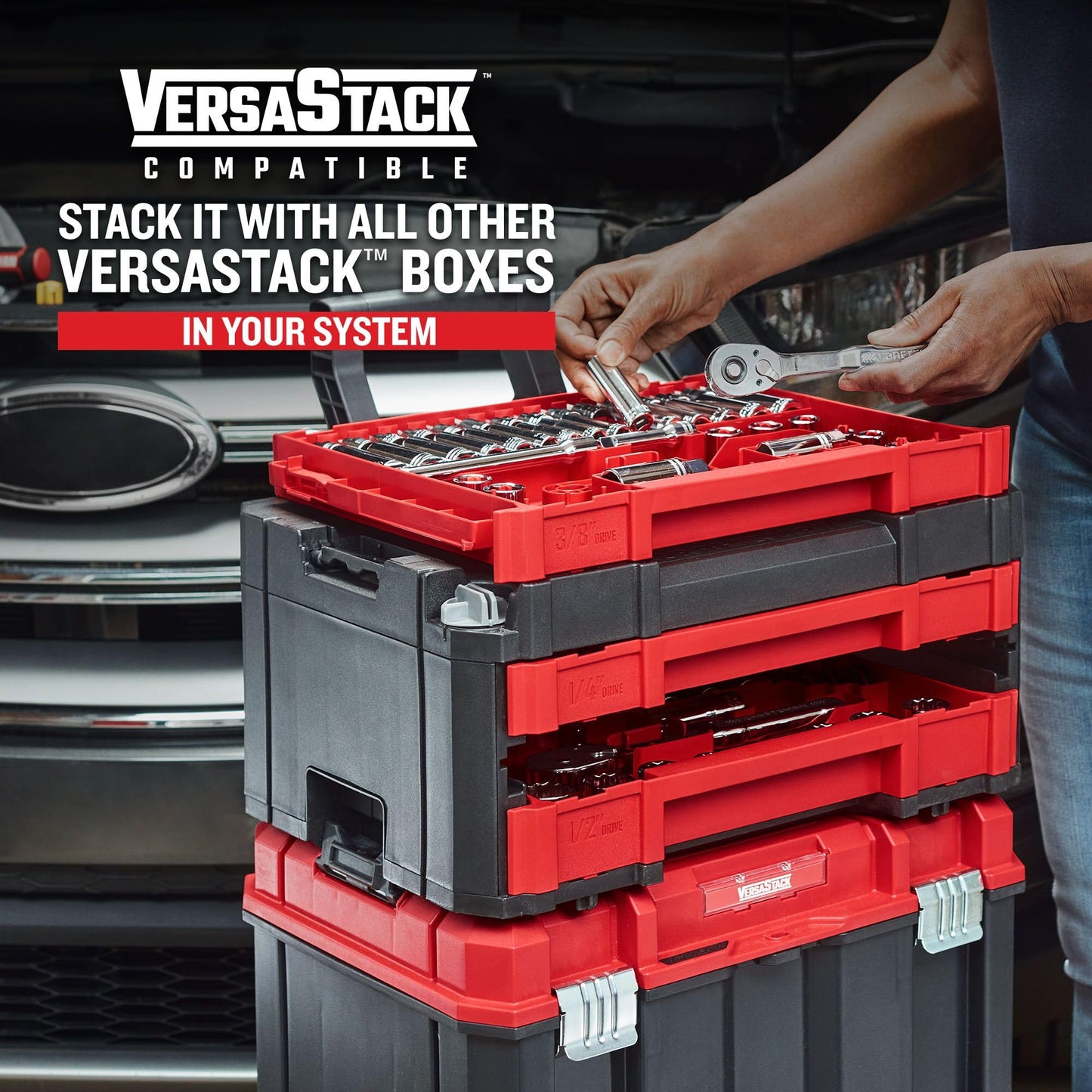 Craftsman VERSASTACK Mechanics Tool Set, 1/4 in, 3/8 in, and 1/2 in Drive, 230 Piece (CMMT45306)