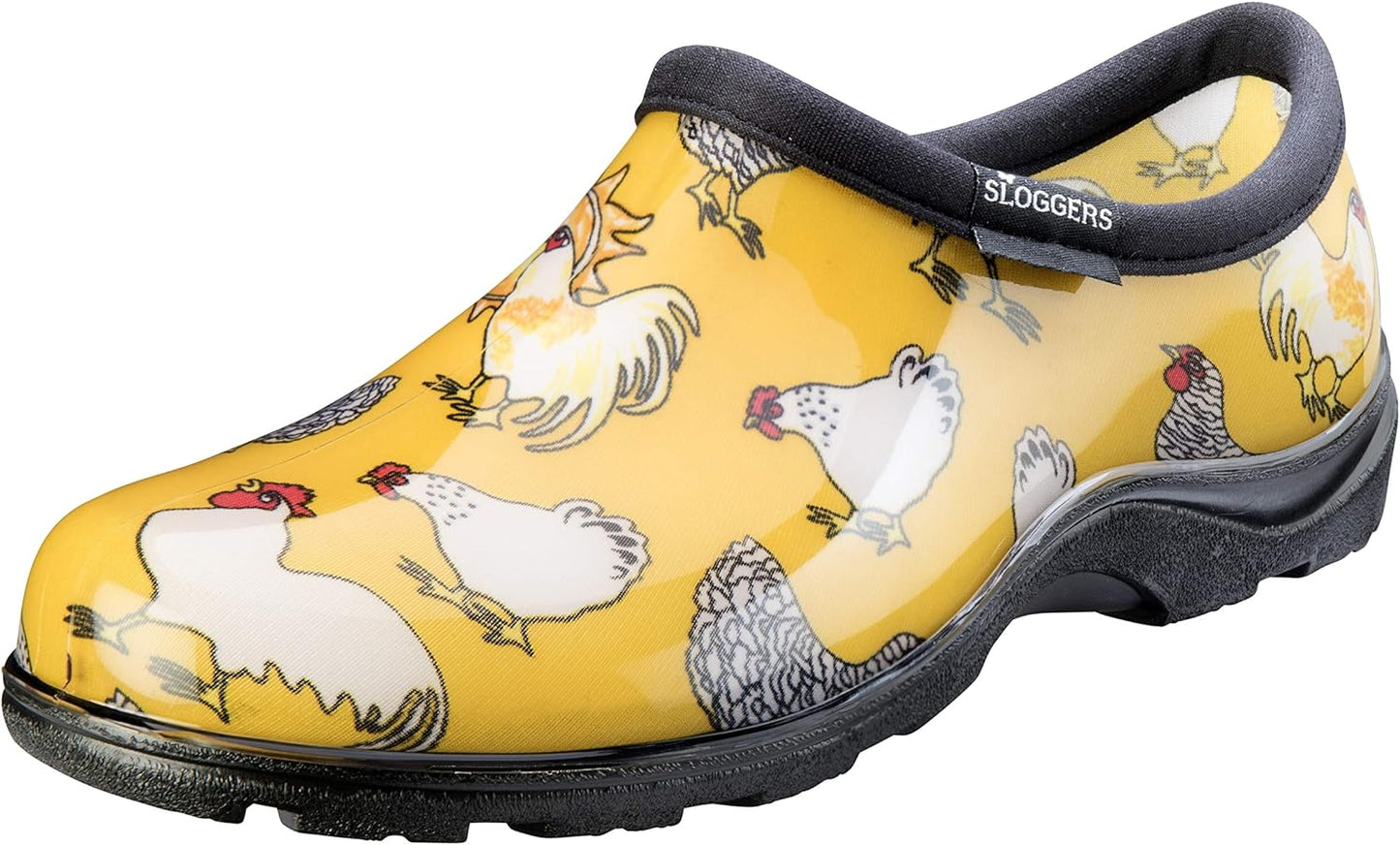 Sloggers Original Waterproof Rain and Garden Shoe for Women– Outdoor Slip-On Garden Clog - Made in The USA with Premium Comfort Insole and Arch Support - Classic Chicken Black, Size 8