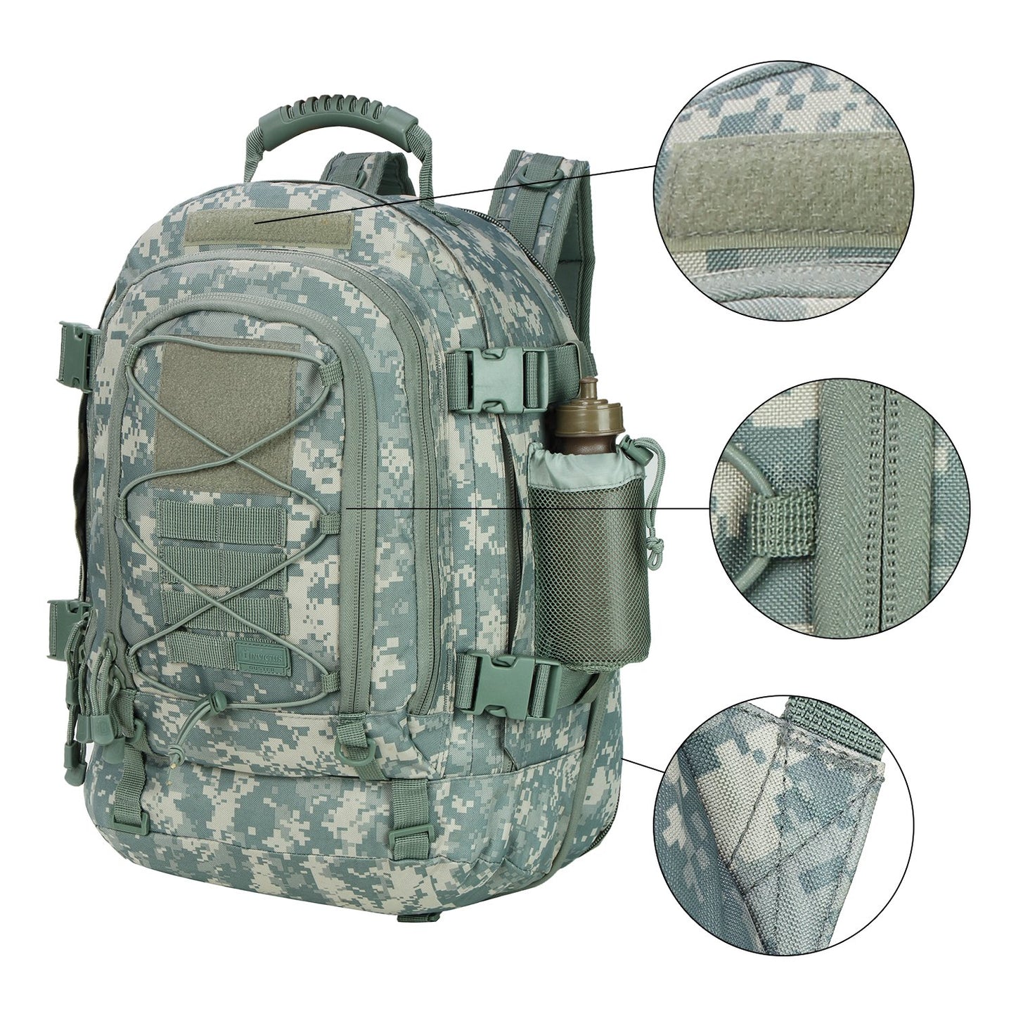 Large Tactical Backpack for Men Military Backpack with DIY System for Travel, Work,Camping,Hunting,Hiking,Sports (GREEN)