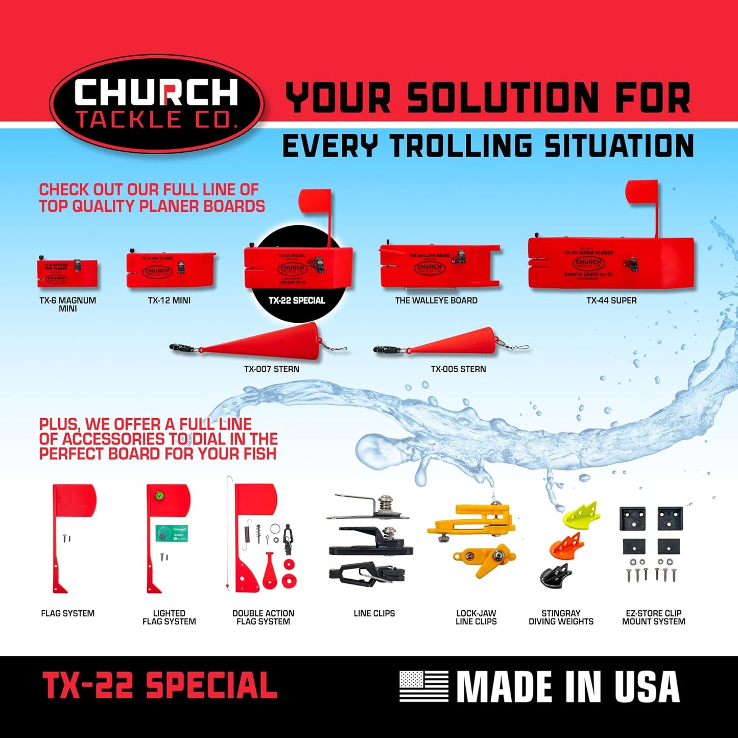 TX-22 Special Planer Board Pro-Pack by Church Tackle Co