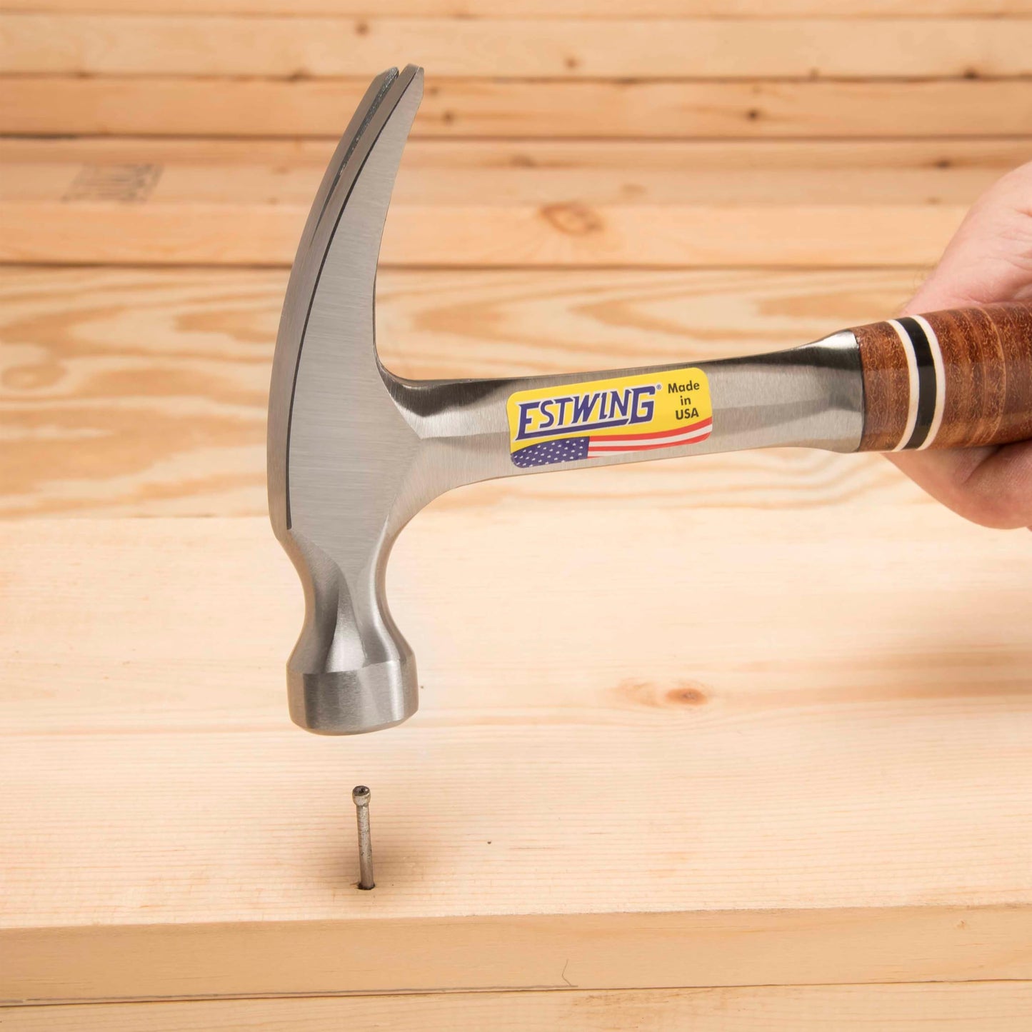 Estwing Hammer - 20 oz Straight Rip Claw with Smooth Face & Genuine Leather Grip - E20S