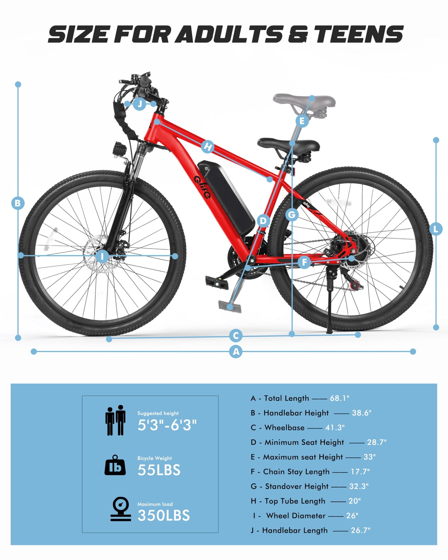 Racer Electric Bike for Adults - 21-Speed Mountain Lightweight Ebike with Peak 750W 22MPH Brushless Motor, 375Wh Removable Battery, 26X2.1 Tire Step Over E-MTB, Up to 40 Miles