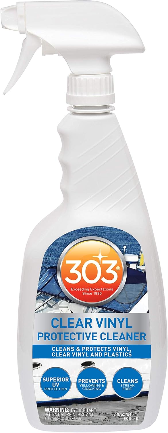 303 Products Marine Clear Protective Cleaner - Cleans and Protects Vinyl and Plastics, Provides Superior UV Protection, Prevents Yellowing and Cracking, 32oz (30215) Packaging May Vary