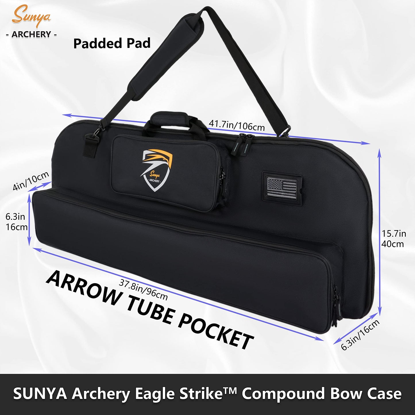SUNYA Compound Bow Case with Molle System - Neoprene Bow String Protection & Padded Shoulder Sling - Soft Carrying Case for Archery Accessories, Equipment