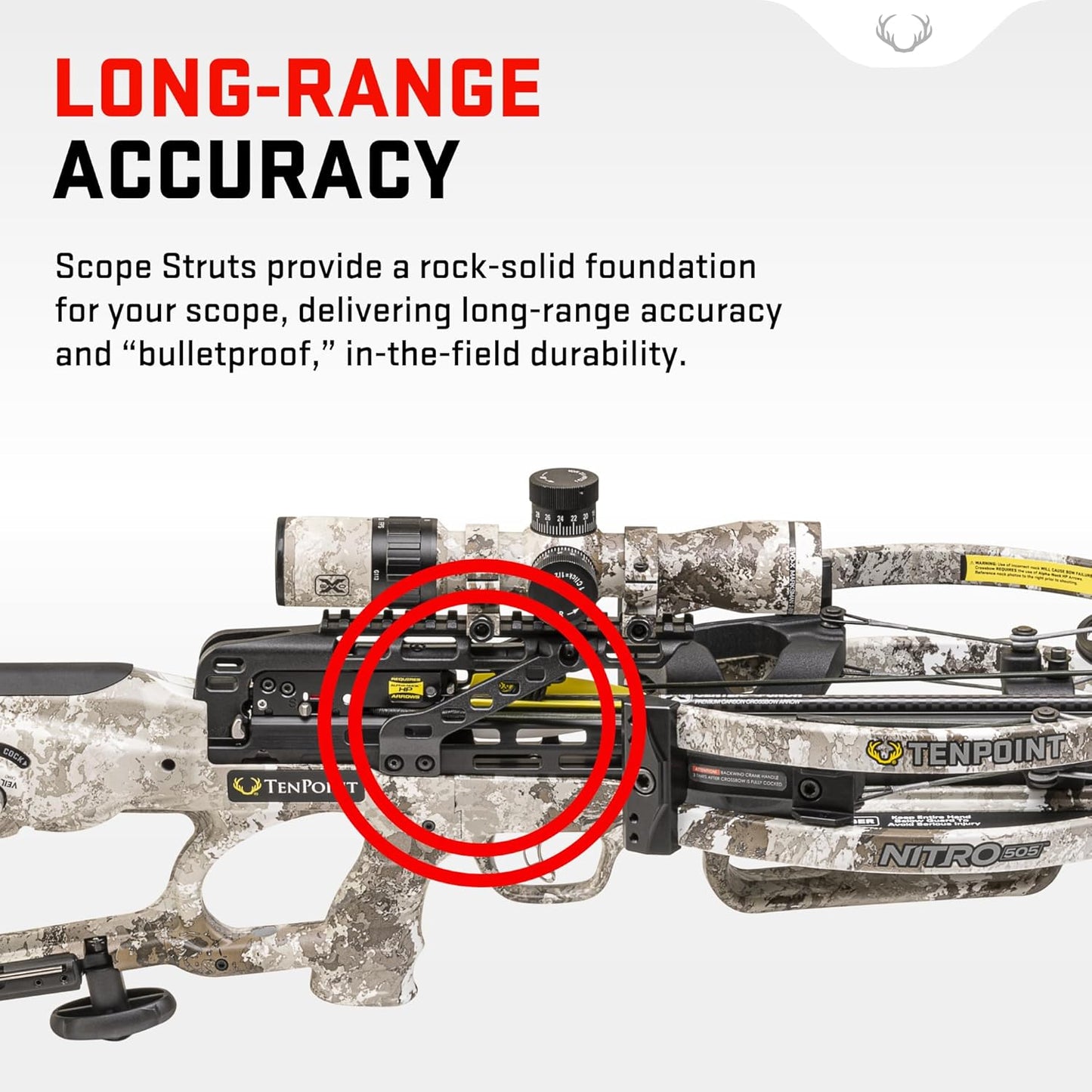 TenPoint Nitro 505 Crossbow, Veil Alpine - 505 FPS - Equipped with 100-Yard EVO-X Marksman Elite Scope, Scope Struts + ACUslide Cocking & De-Cocking System - Reverse-Draw Design