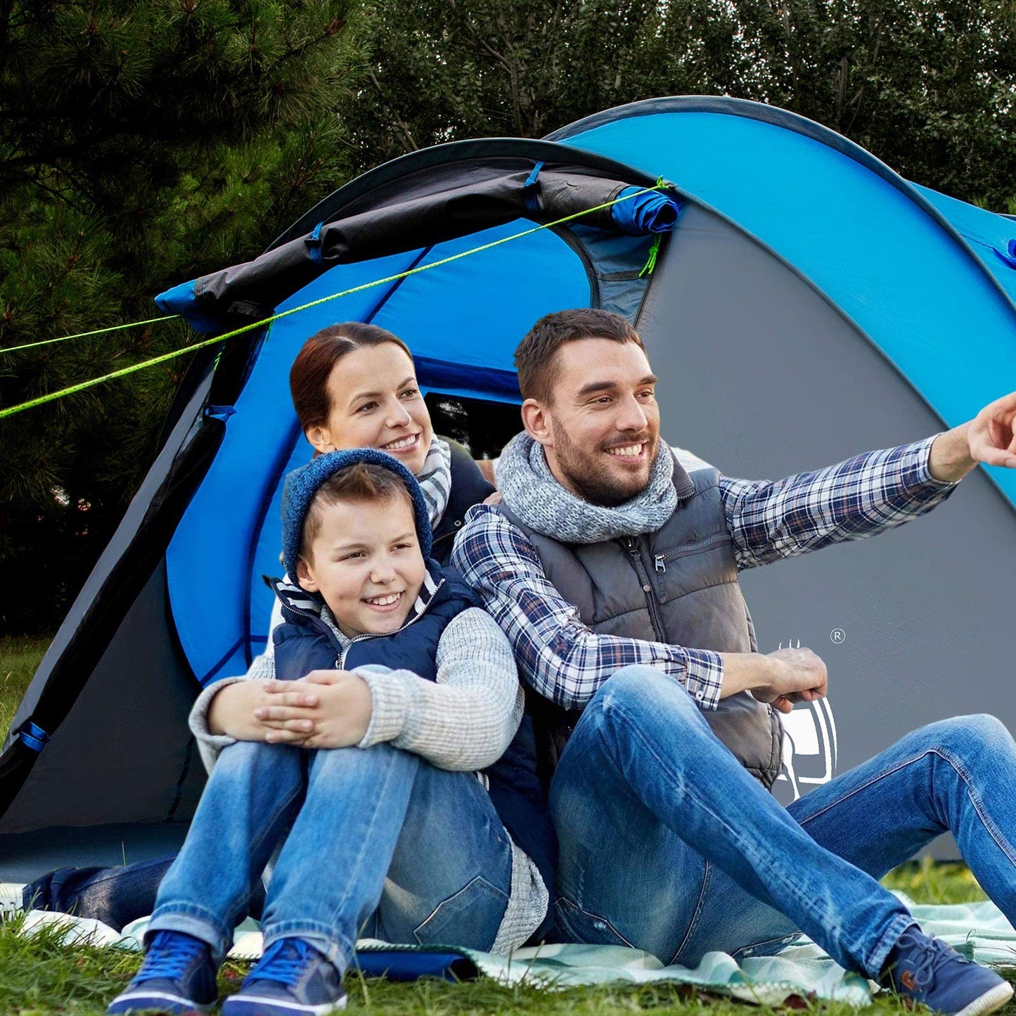 4 Person Easy Pop Up Tent,9.5’X6.6’X52'',Waterproof, Automatic Setup,2 Doors-Instant Family Tents for Camping, Hiking & Traveling