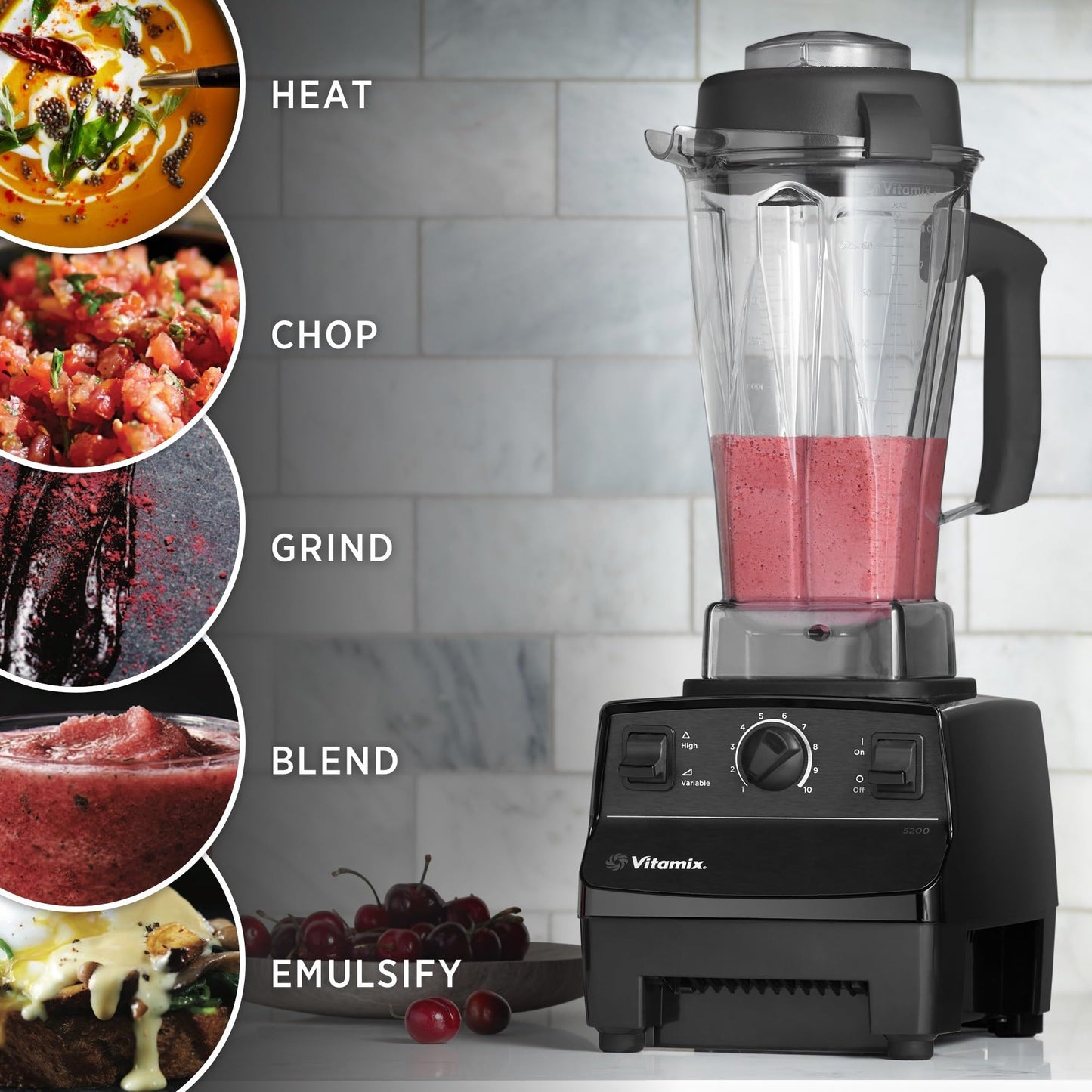 Vitamix 5200 Professional Grade Blender for Smoothies, Food Grinder and Emulsifier, 64oz Pitcher, Red