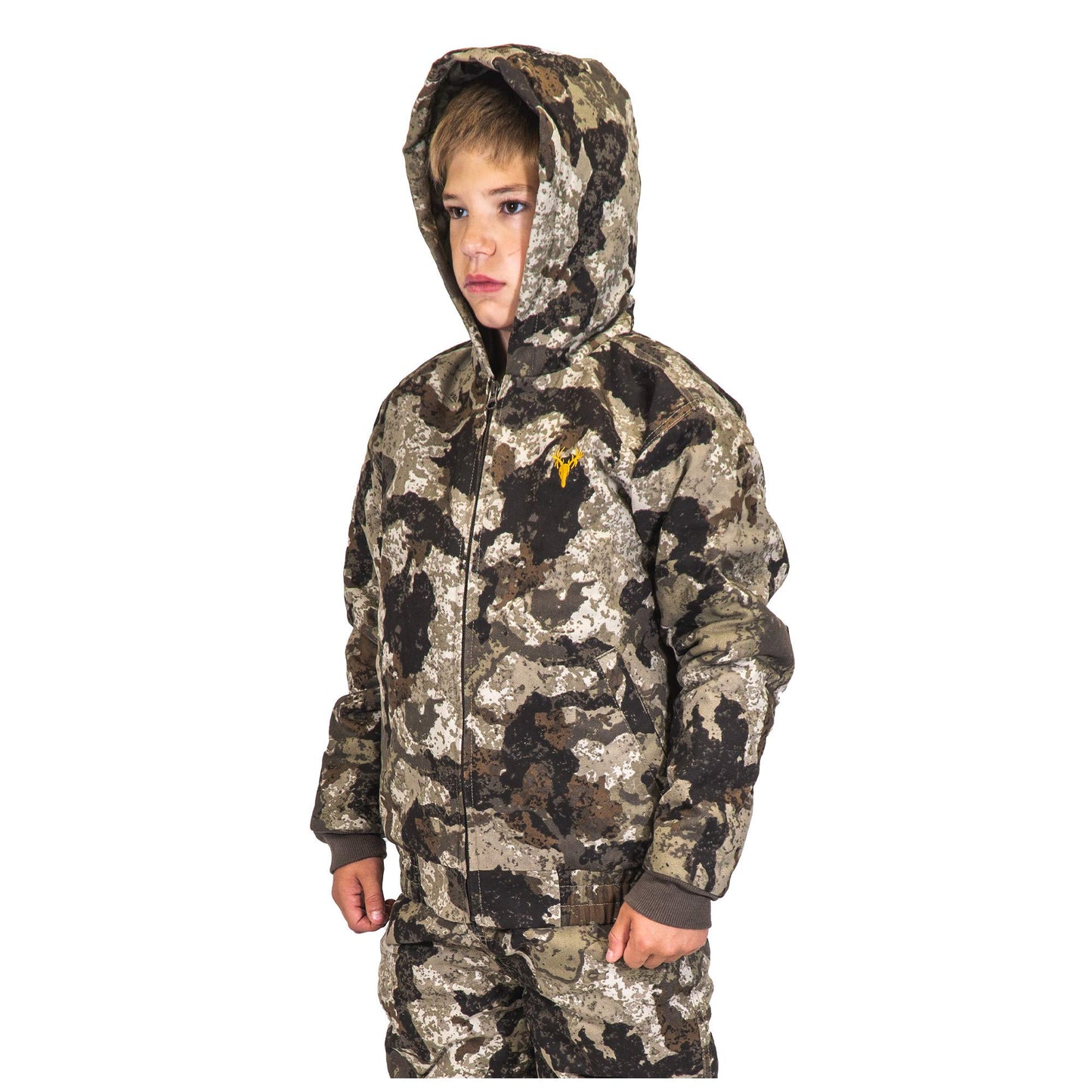 HOT SHOT Youth Insulated Twill Camo Hunting Jacket, Insulated Boy's Winter Coat, Ultra Quiet Camouflage Kids Hunting Gear