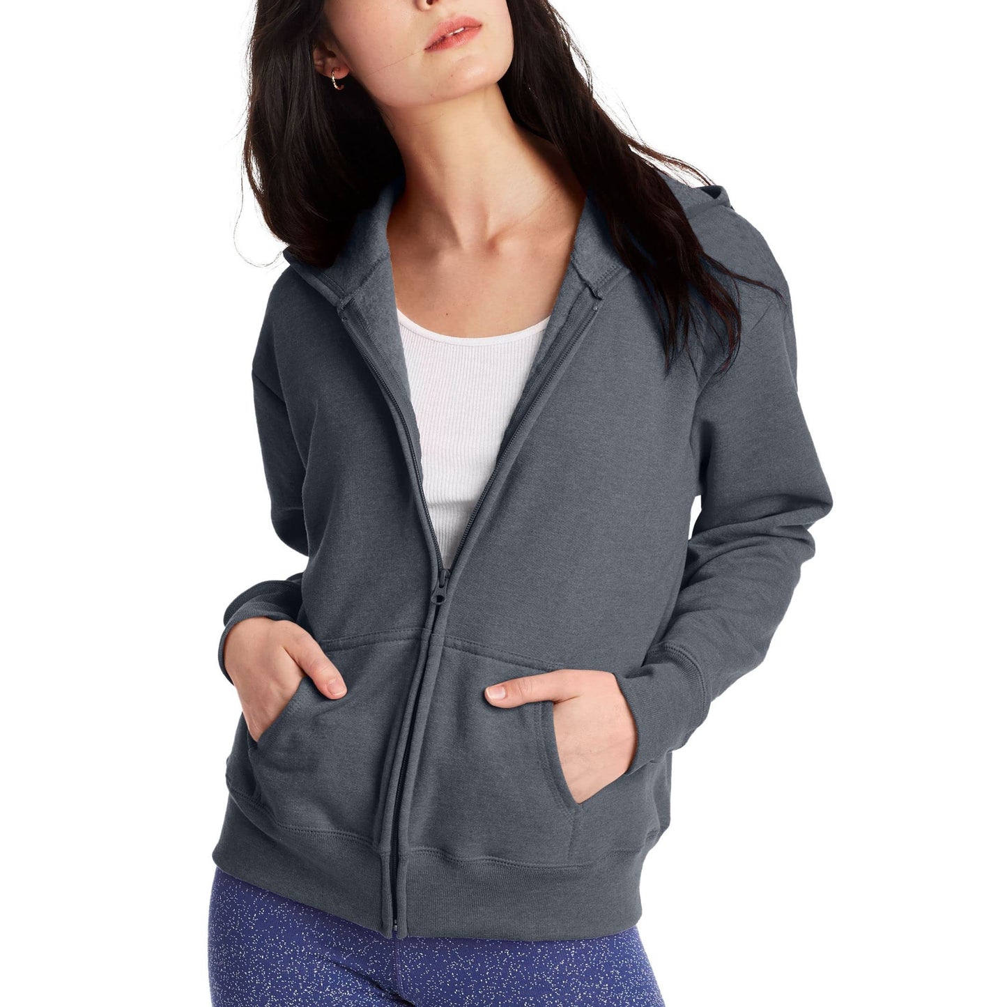 Hanes Women's Hoodie, Ecosmart Fleece Full-zip Hoodie, Zip-up Hooded Sweatshirt