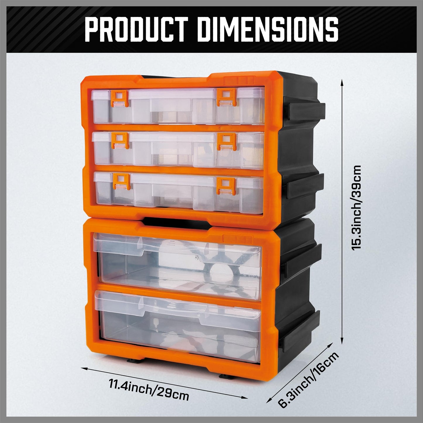 HORUSDY Wall Mounted Storage Bins Parts Rack 30PC Organizer Garage Plastic Shop Tool for Men's Gift, Blue,Orange,Red