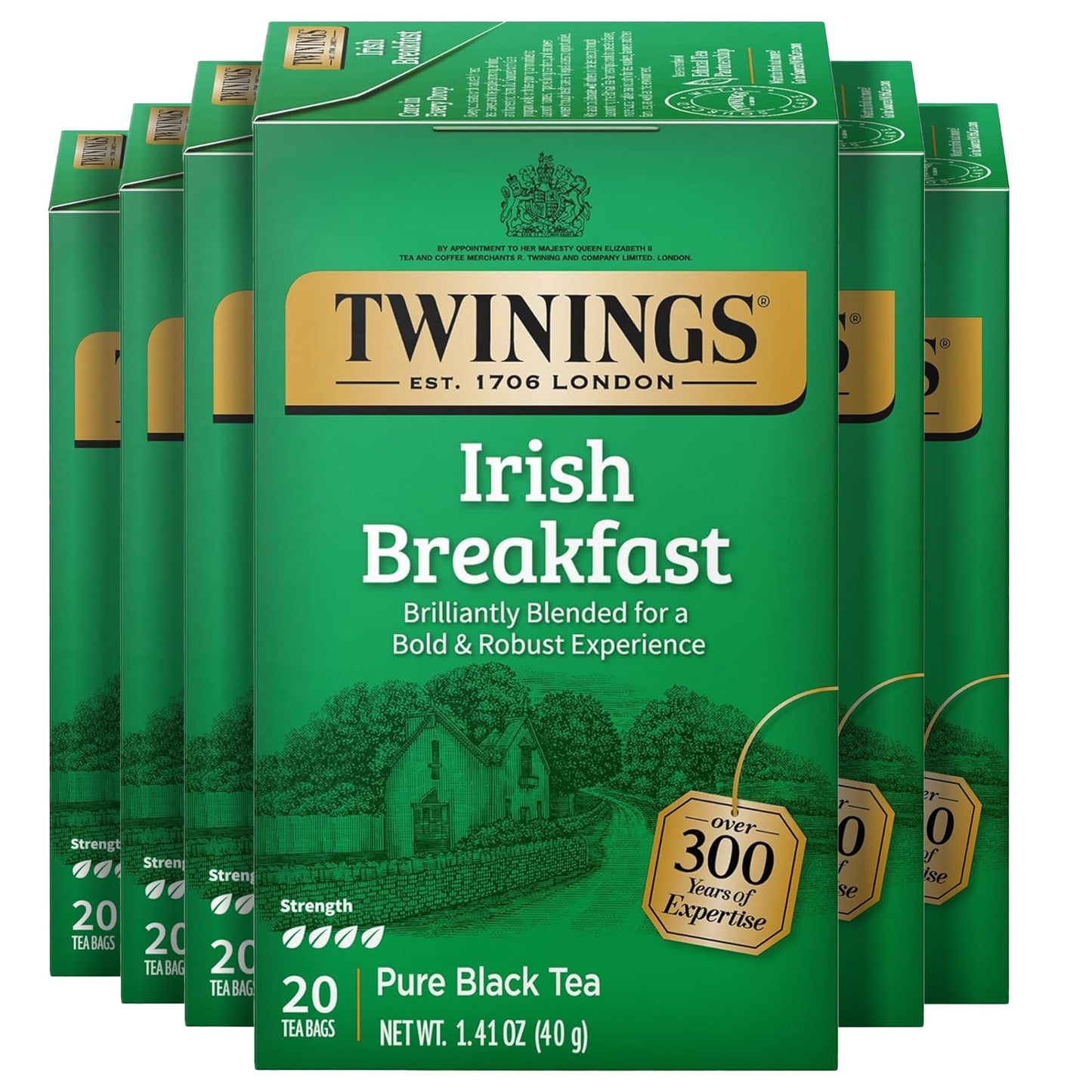 Twinings English Breakfast Black Tea Individually Wrapped Bags, 100 Count (Pack of 1), Smooth, Flavourful, and Robust, Caffeinated, Enjoy Hot or Iced, 100 Teabags