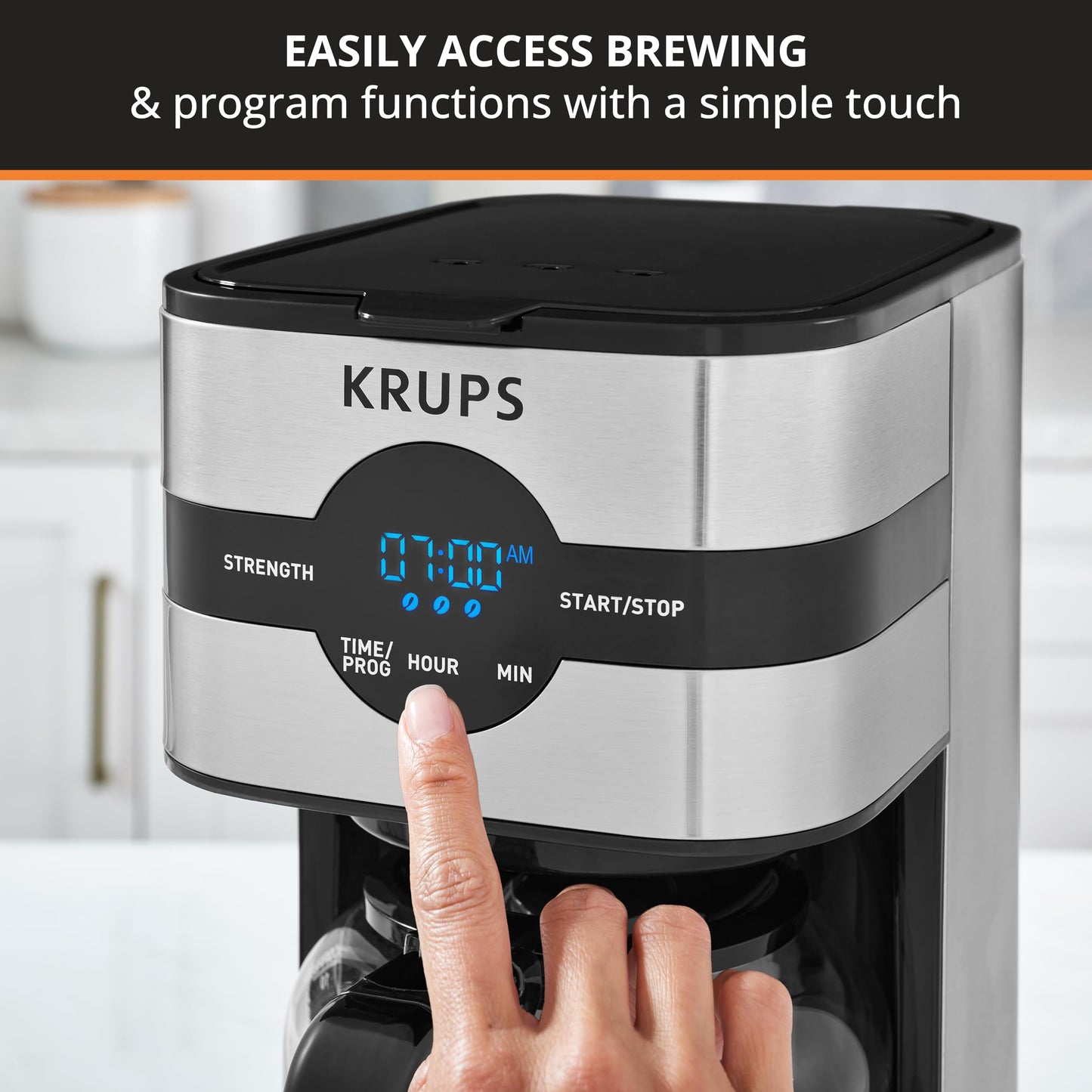 KRUPS Newer Model Drip Coffee Maker, 10-Cup, Silver