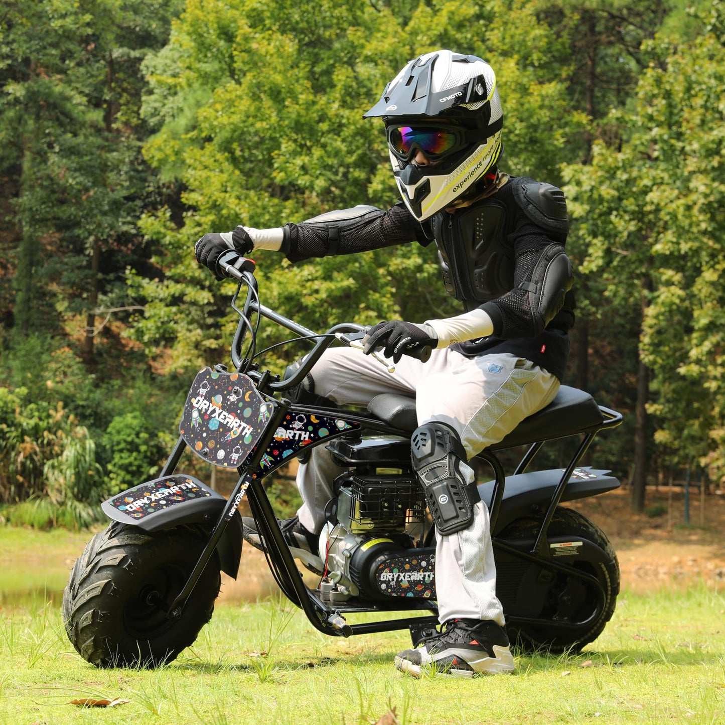 Oryxearth Mini Dirt Bike for Kids, 105CC 4-Stroke Kid Gas Powered Off-Road Pocket Pit Trail Motorcycle W/EPA Approved, Up to 24 Mph Weight Support 185 LBS