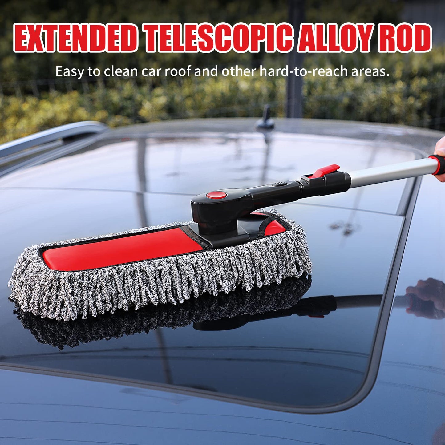 62'' Car Wash Brush with Long Handle Chenille Microfiber Car Wash Mop Mitt Car Cleaning Kit Windshield Window Squeegee Car Duster Microfiber Towels Wheel Tire Brush for Cars RV Truck Boat
