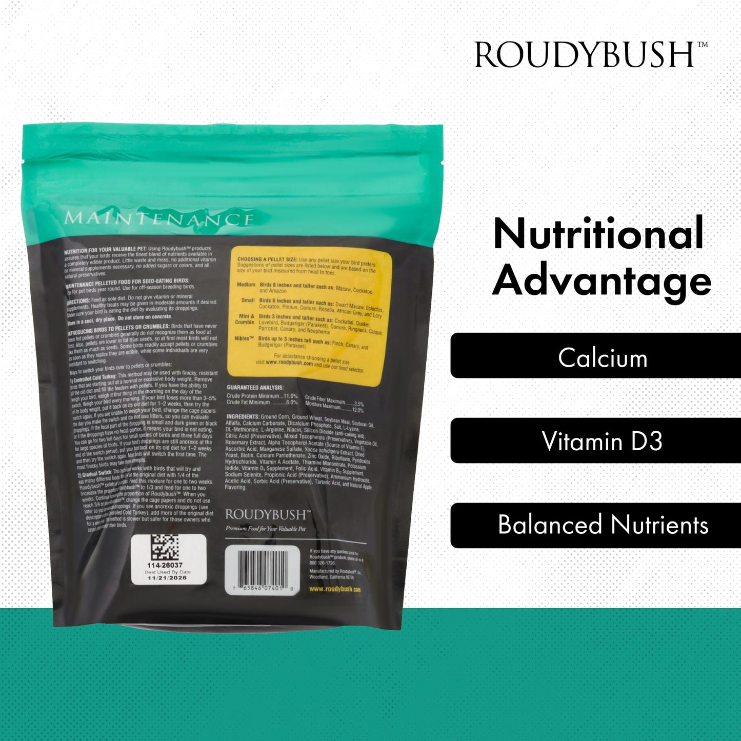 Roudybush Daily Maintenance Bird Food, Mini, 44-Ounce