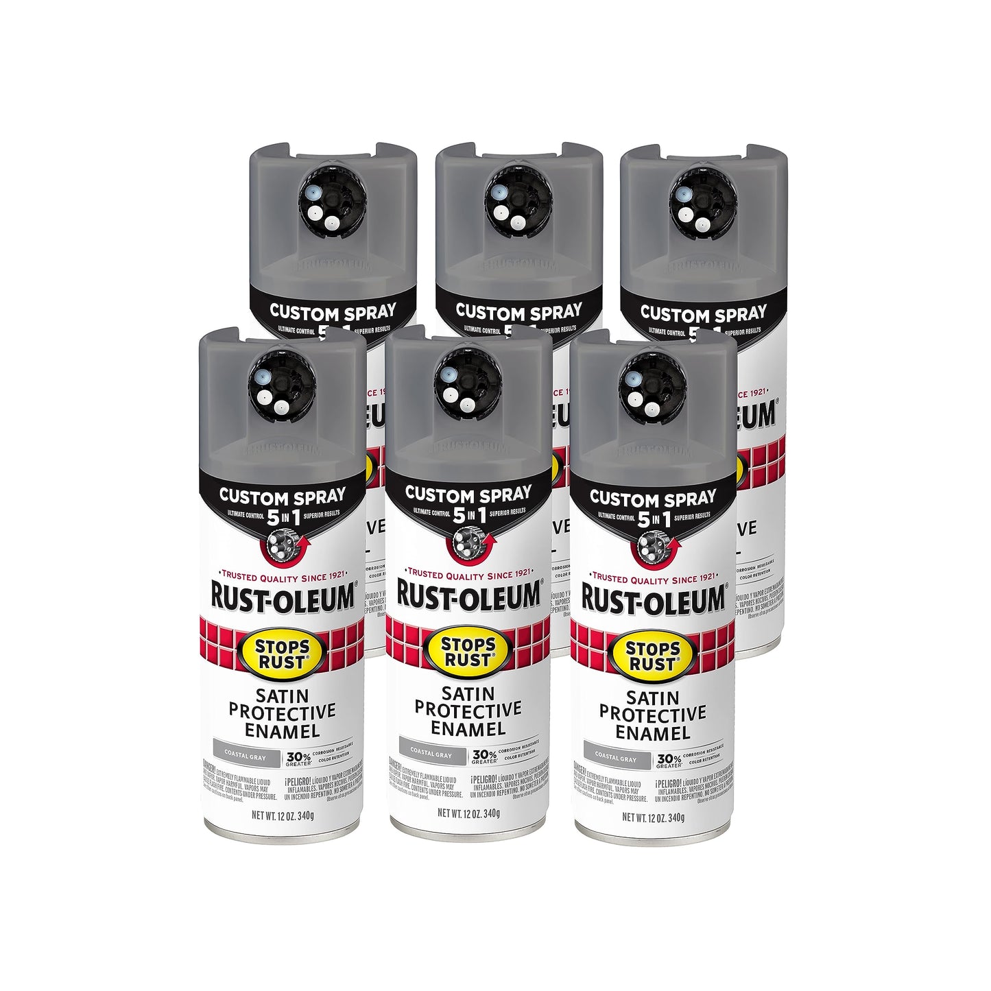 Rust-Oleum 376892 Stops Rust Custom Spray 5-in-1 Spray Paint, 12 oz, Gloss Leather Brown