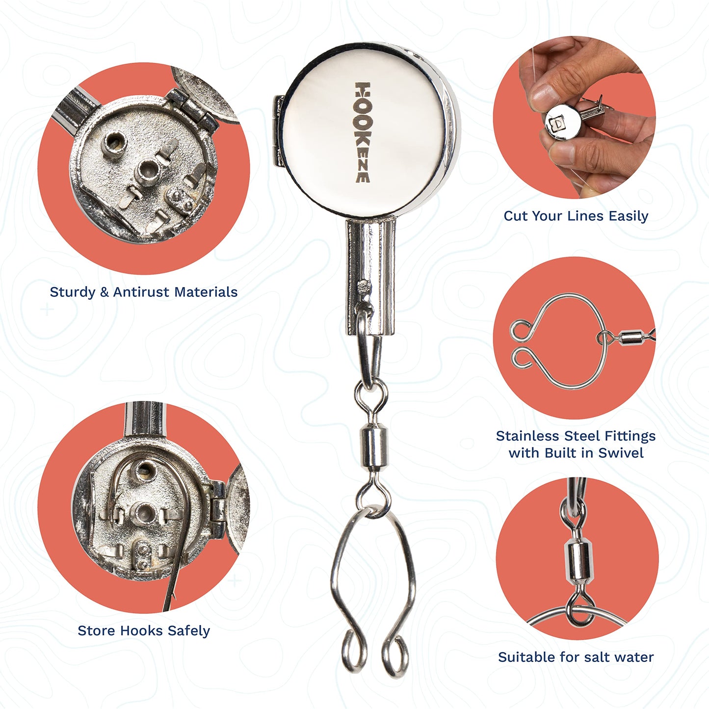 HOOK-EZE Fishing Knot Tying Tool | Protect from Fish Hooks | Tie Fishing Knots Easily | Cool Gadgets for Fishermen | Ice Fly Fishing | Fishing Accessories for Beginner Anglers | Nail Knot Tool