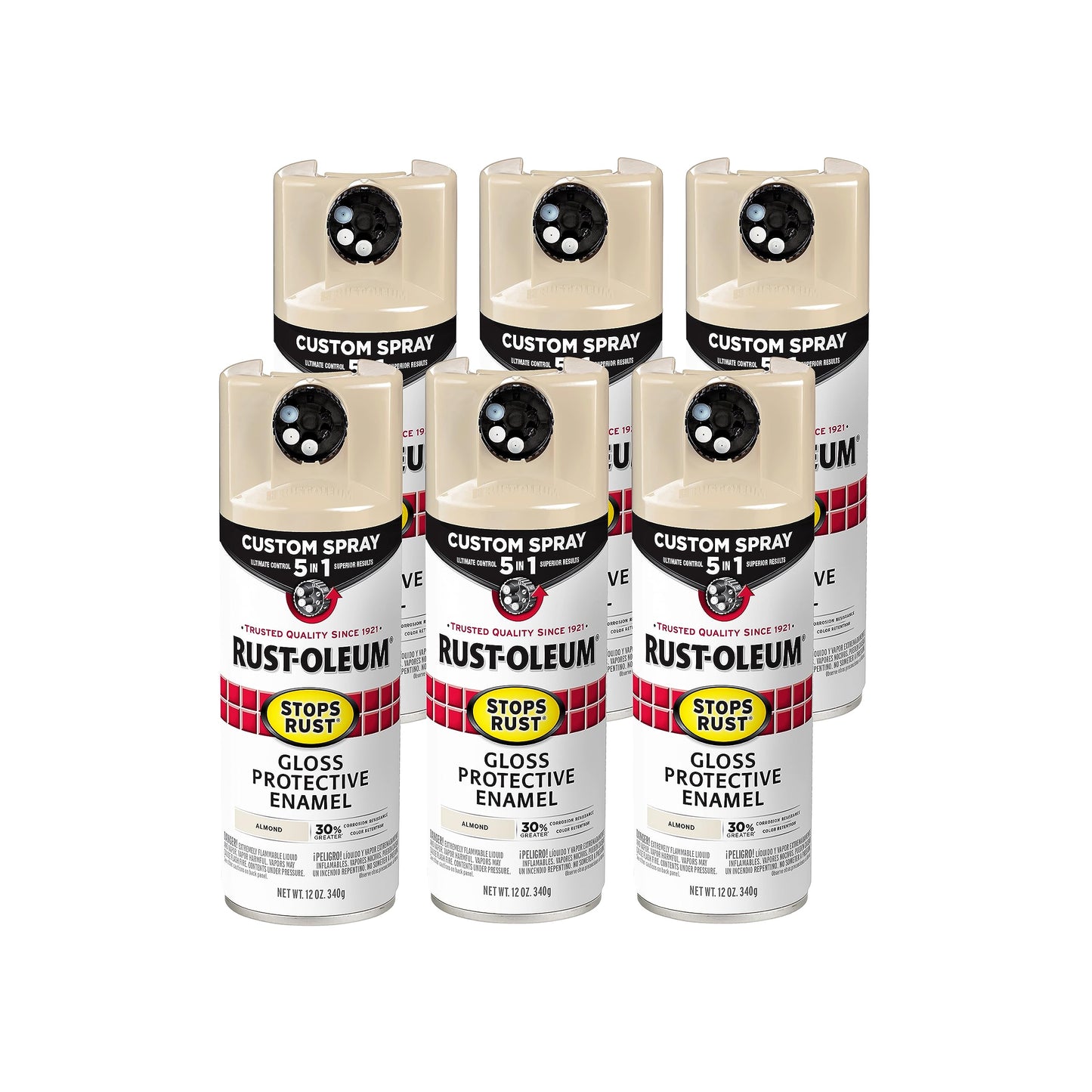 Rust-Oleum 376892 Stops Rust Custom Spray 5-in-1 Spray Paint, 12 oz, Gloss Leather Brown