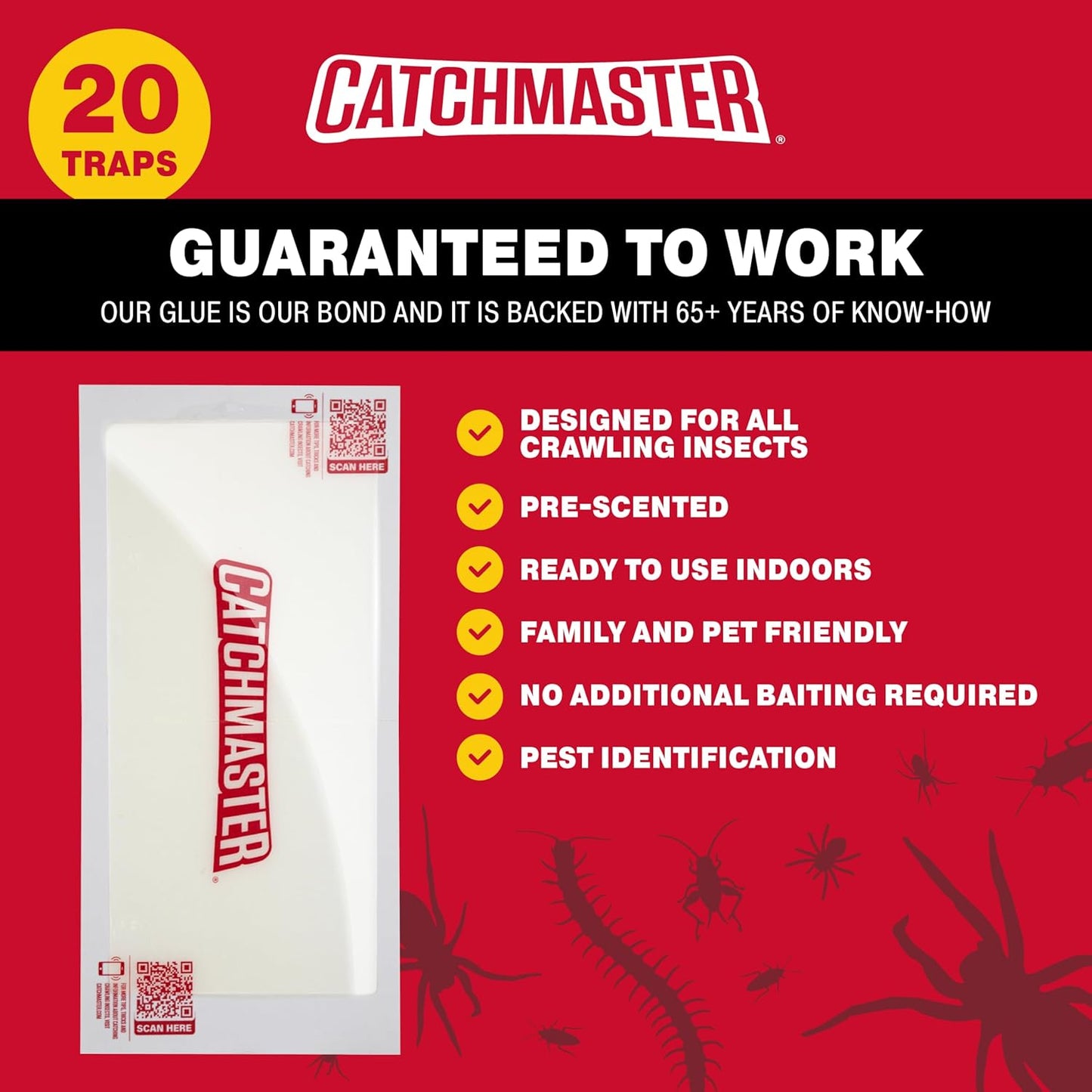 Catchmaster Centipede XL Giant Glue Boards 6-PK, Adhesive Bug Catcher, Cricket, Roach, Scorpion & Spider Traps for Home, Centipede Killer, Insect Glue Traps for House & Garage, Pet Safe Pest Control