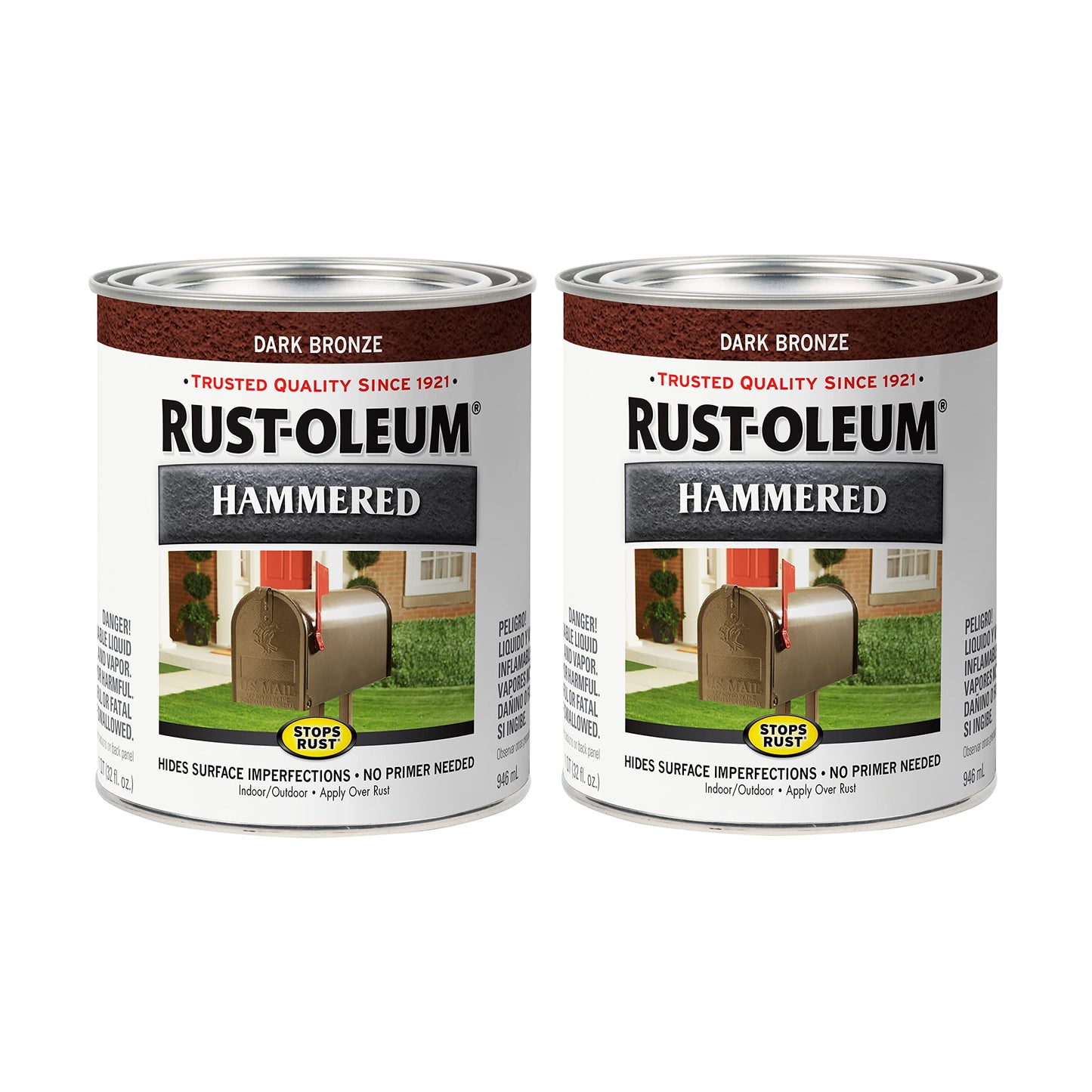 Rust-Oleum 7215502 Stops Rust Hammered Finish Brush Paint, Quart, Black